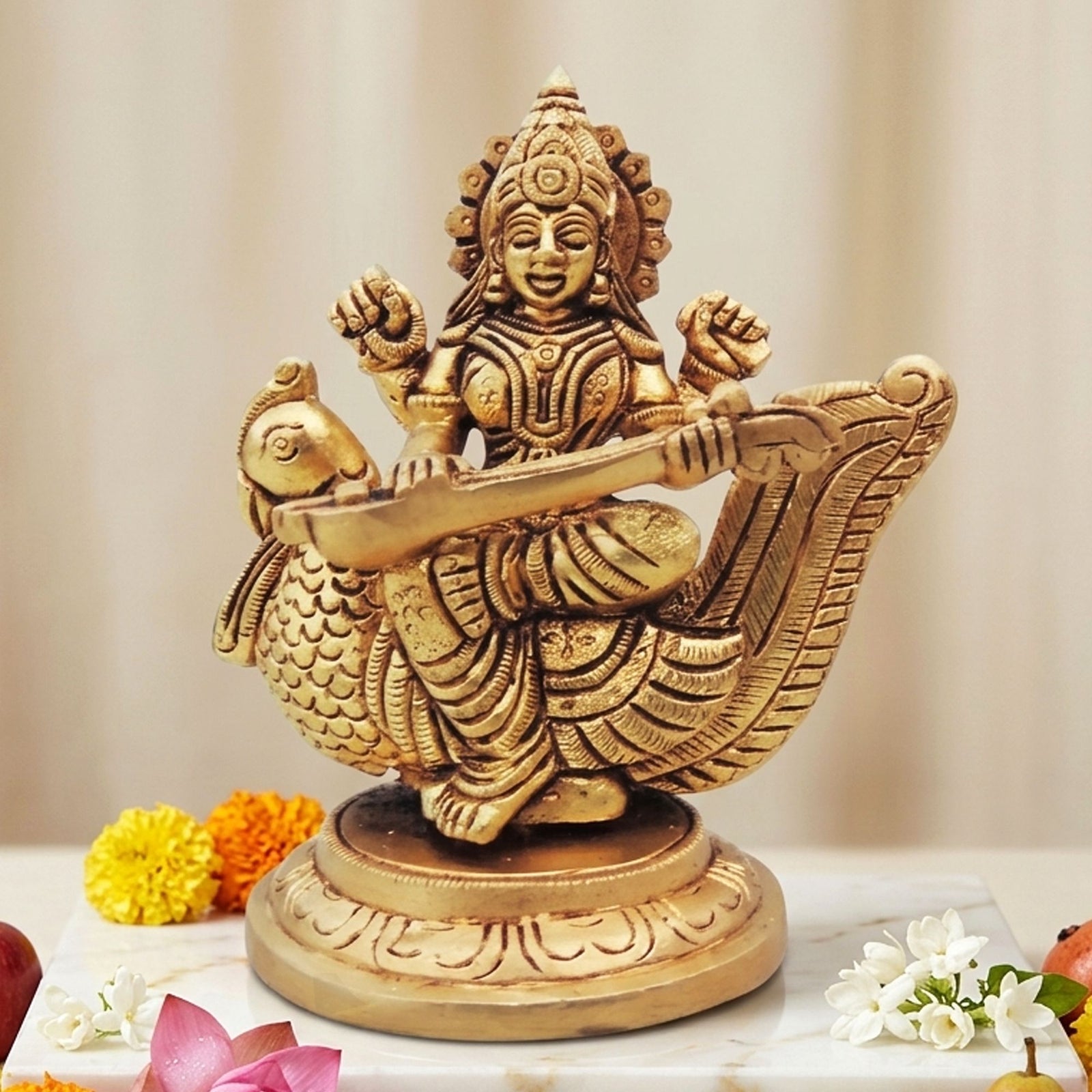 Brass Saraswati — 4.5"