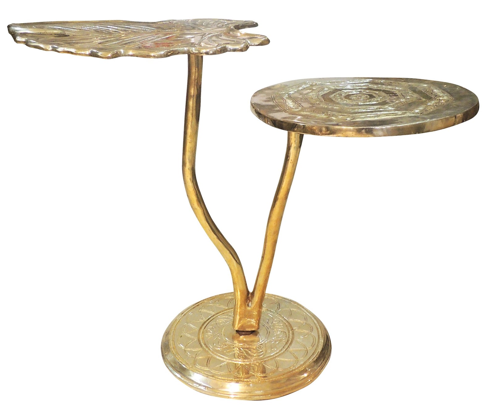 Brass Patta, Leaf Shape Stool — 16.5"
