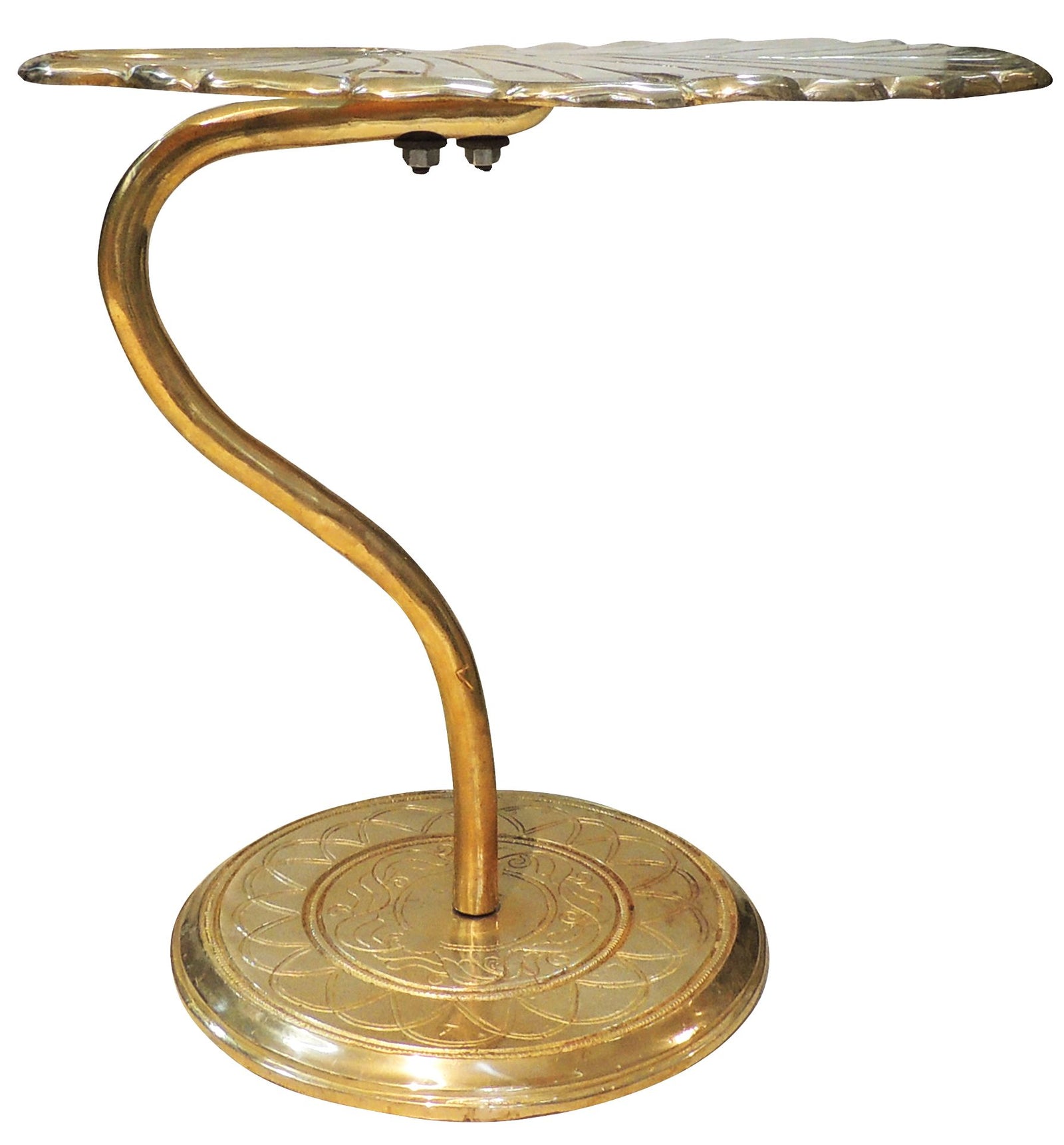 Brass Patta, Leaf Shape Stool — 17"