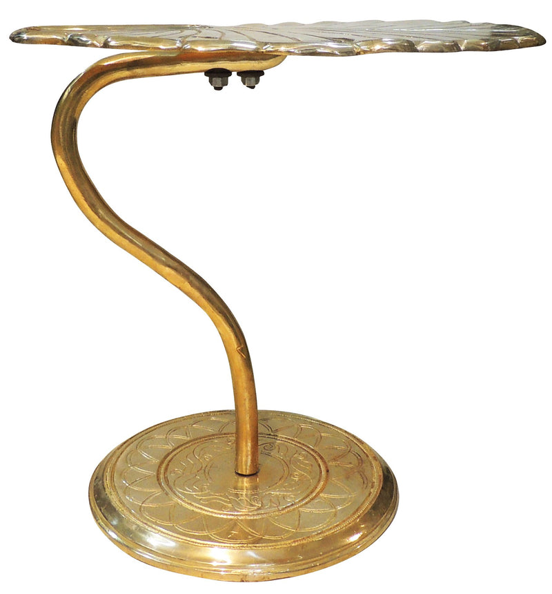 Brass Patta, Leaf Shape Stool — 17"