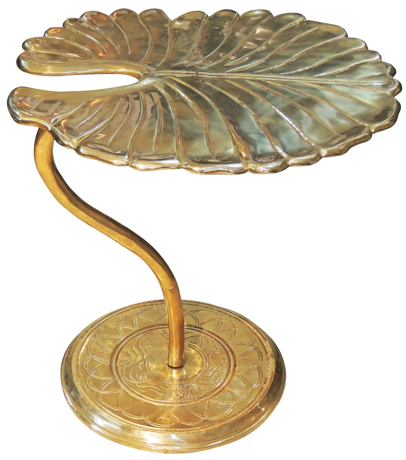 Brass Patta, Leaf Shape Stool — 17"