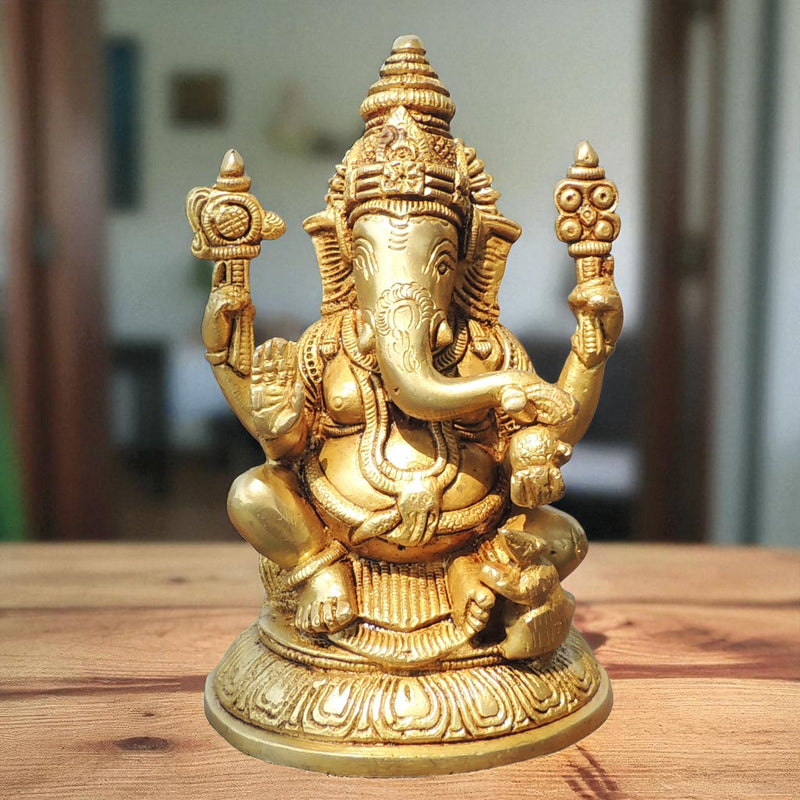 Brass Ganesh — 6.2"