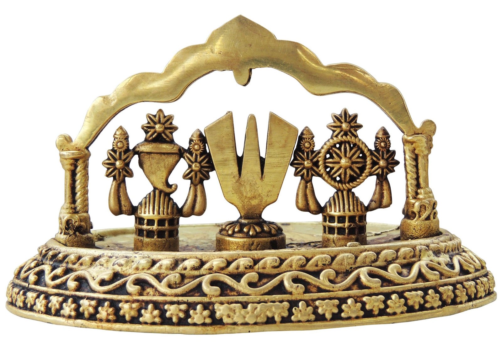 Brass Shankh Chakra Namah , Made From Machine — 3"
