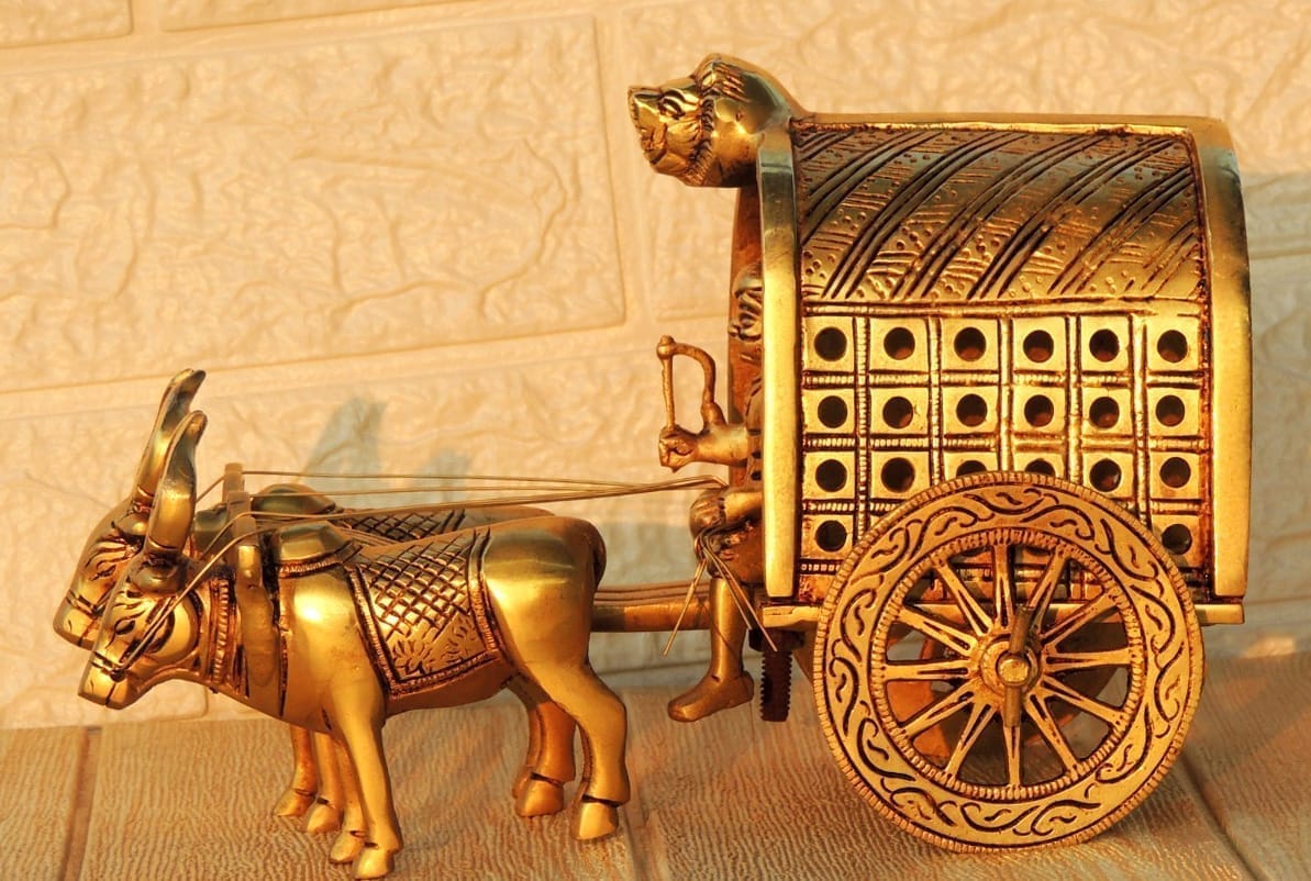 Brass Showiece Bull Cart — 5.5"