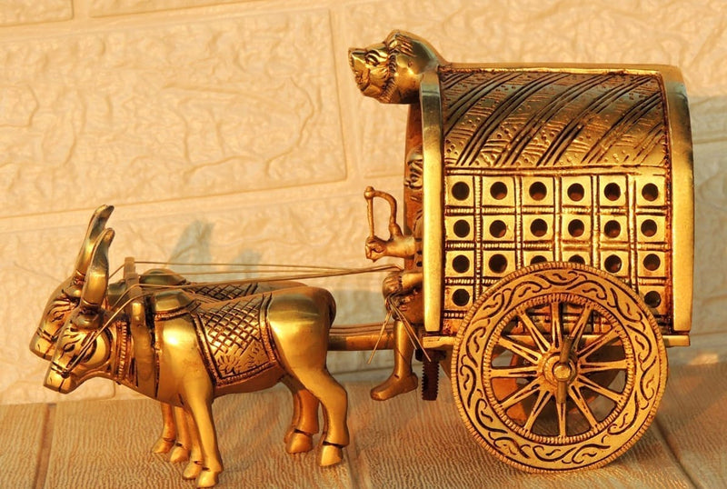 Brass Showiece Bull Cart — 5.5"