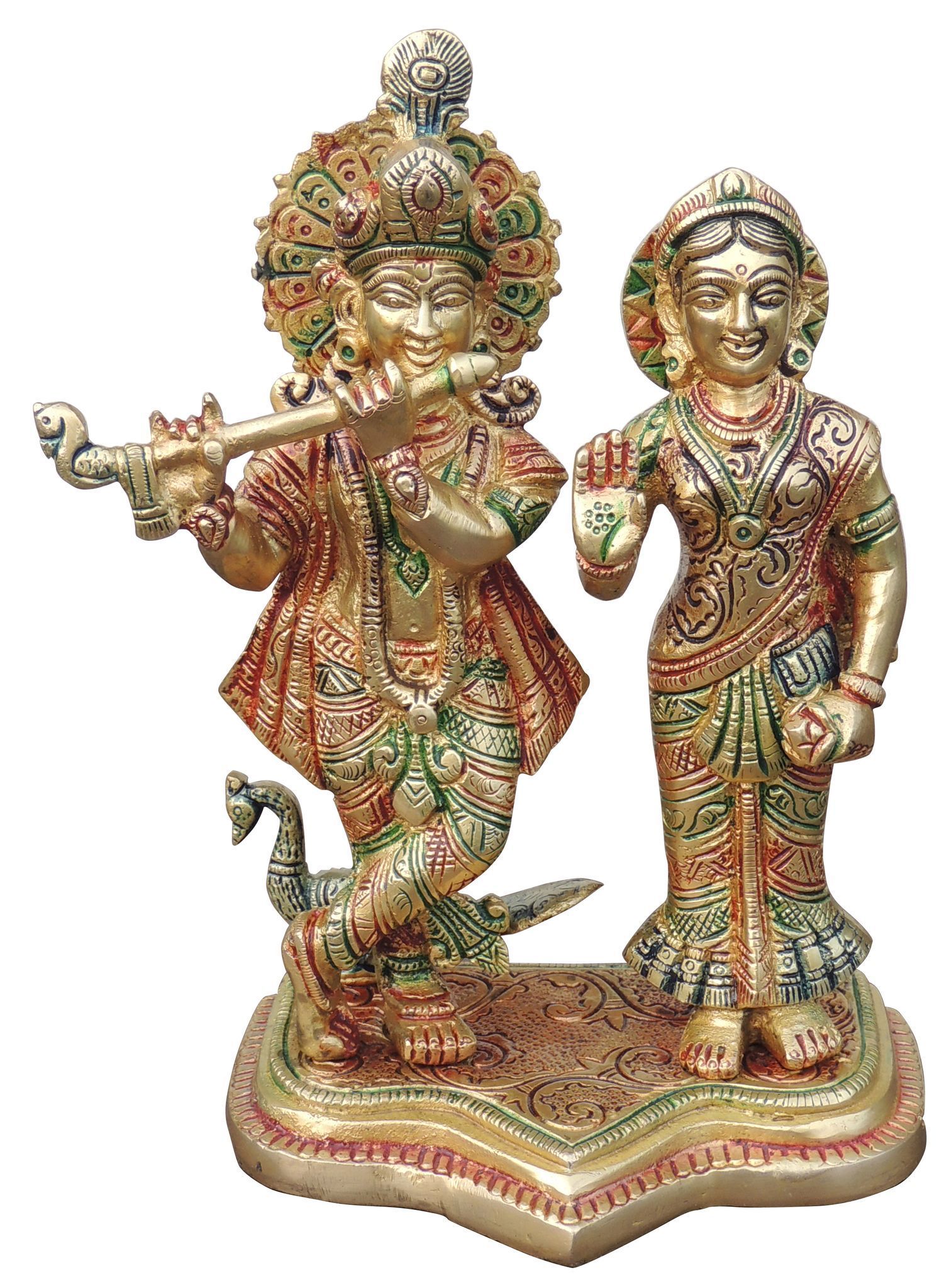 Brass Radha-Krishna — 8"