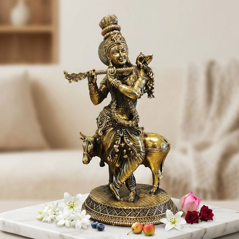 Brass Krishna — 8"
