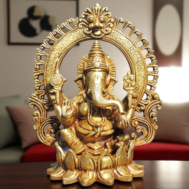 Brass Ganesh — 9.2"