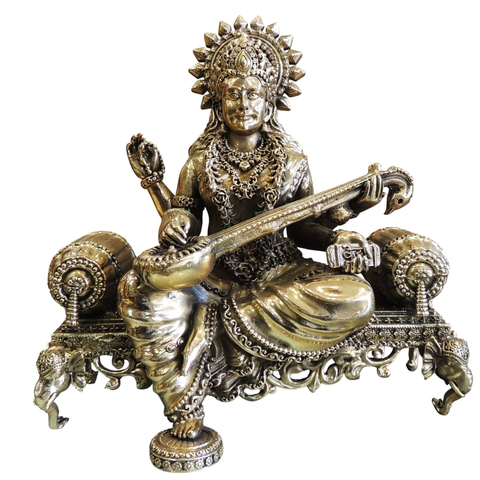Brass Saraswati — 7.7"