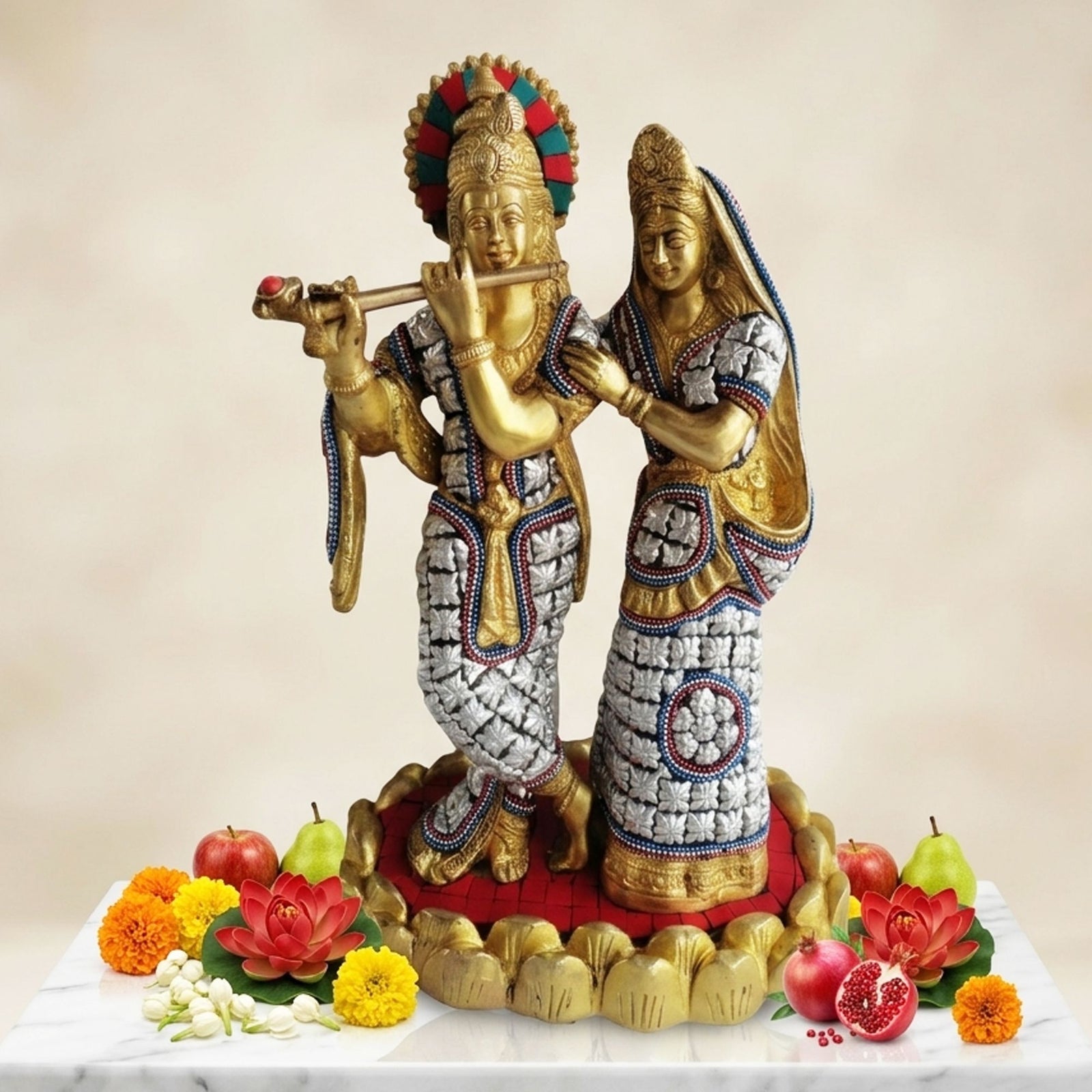 Brass Radha-Krishna — 10.7"