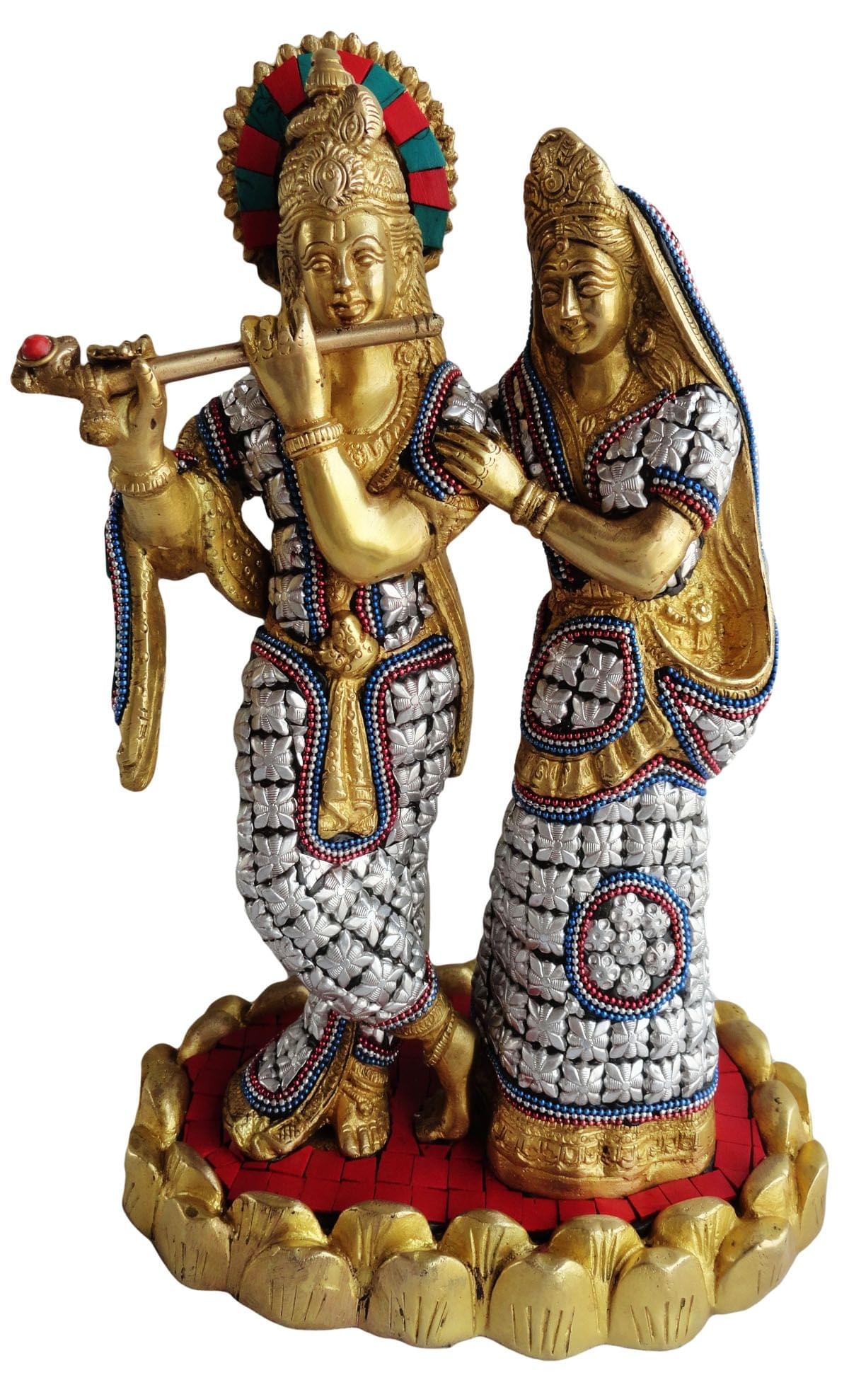 Brass Radha-Krishna — 10.7"