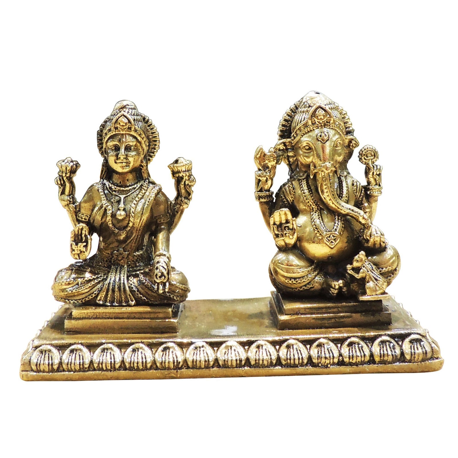 Brass Lakshmi-Ganesh Set — 3"
