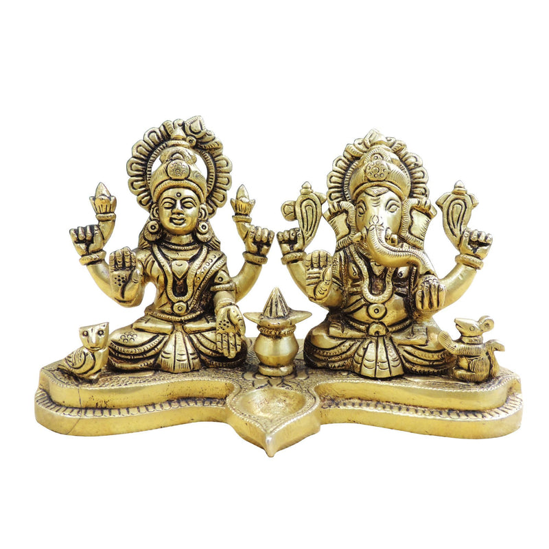 Brass Lakshmi-Ganesh Set — 4"