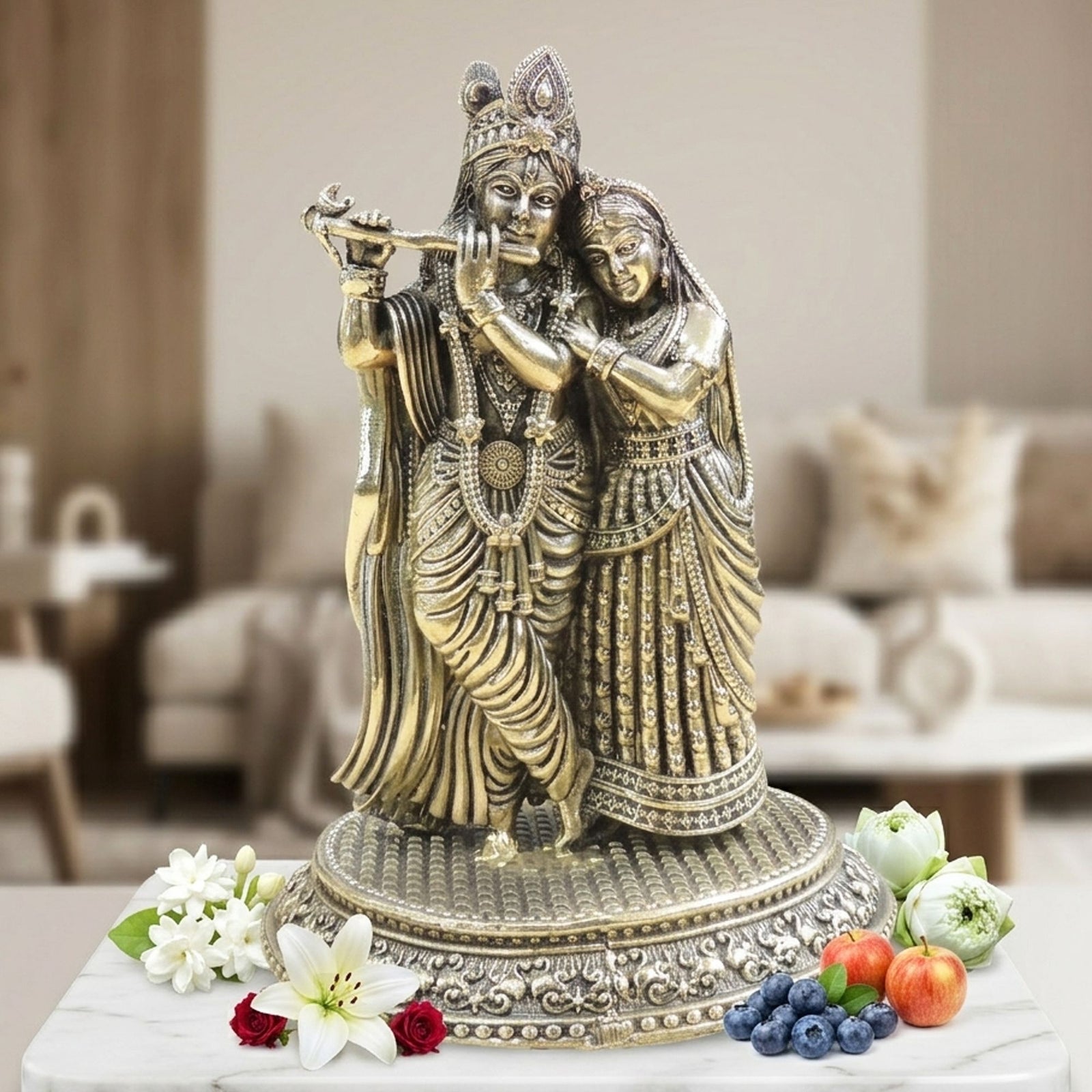 Brass Radha-Krishna — 7"