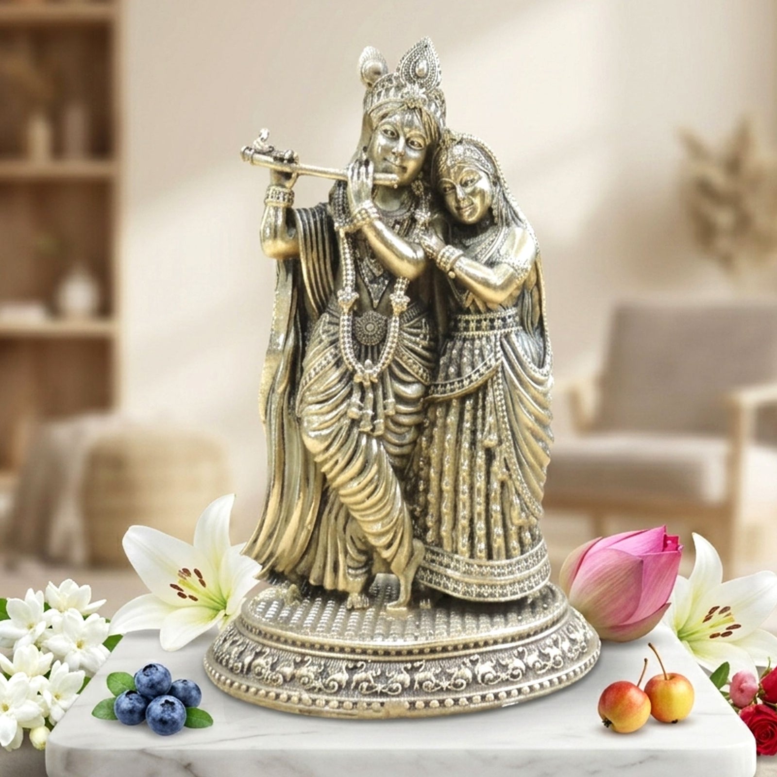 Brass Radha-Krishna — 8"