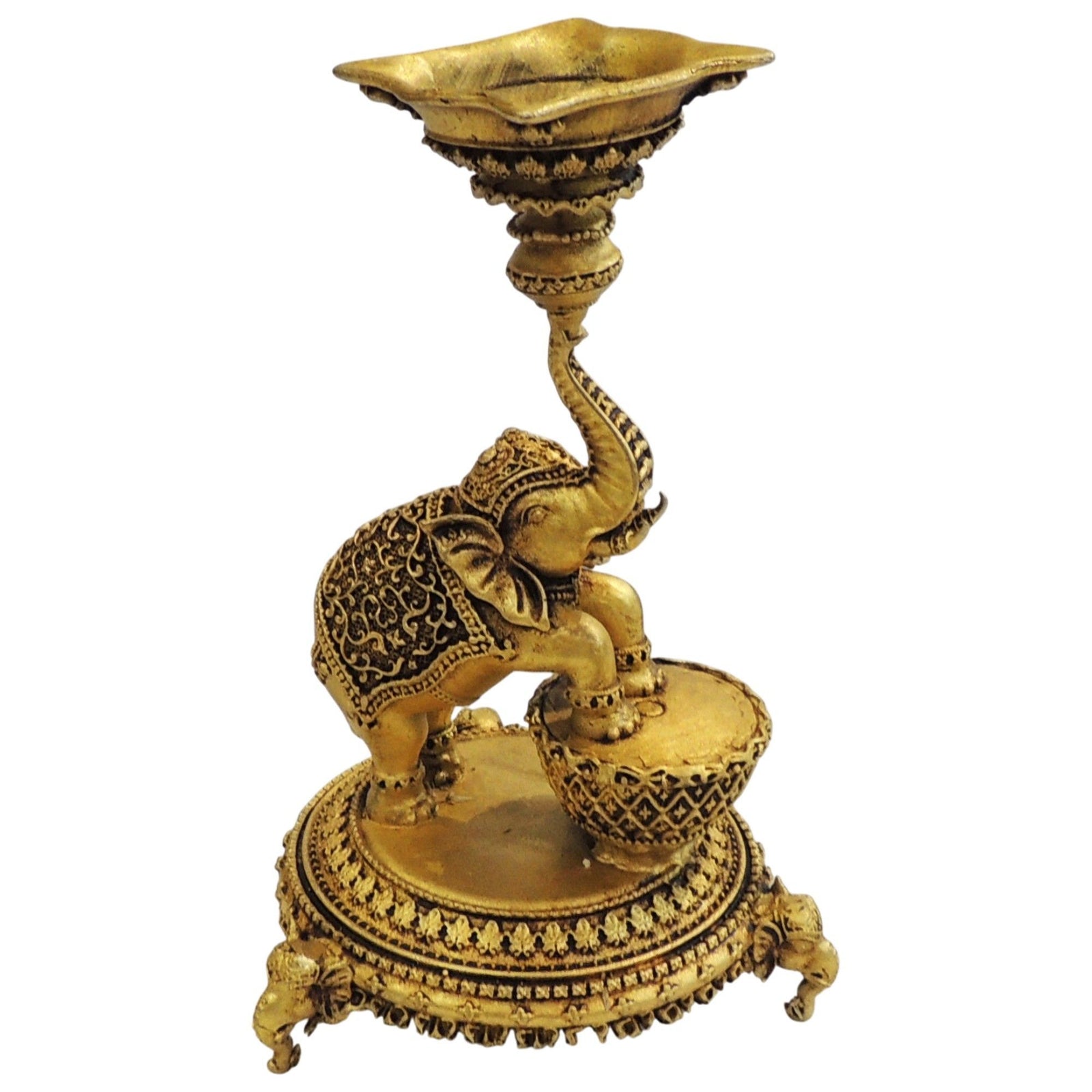 Brass Elephant Deepak — 6"