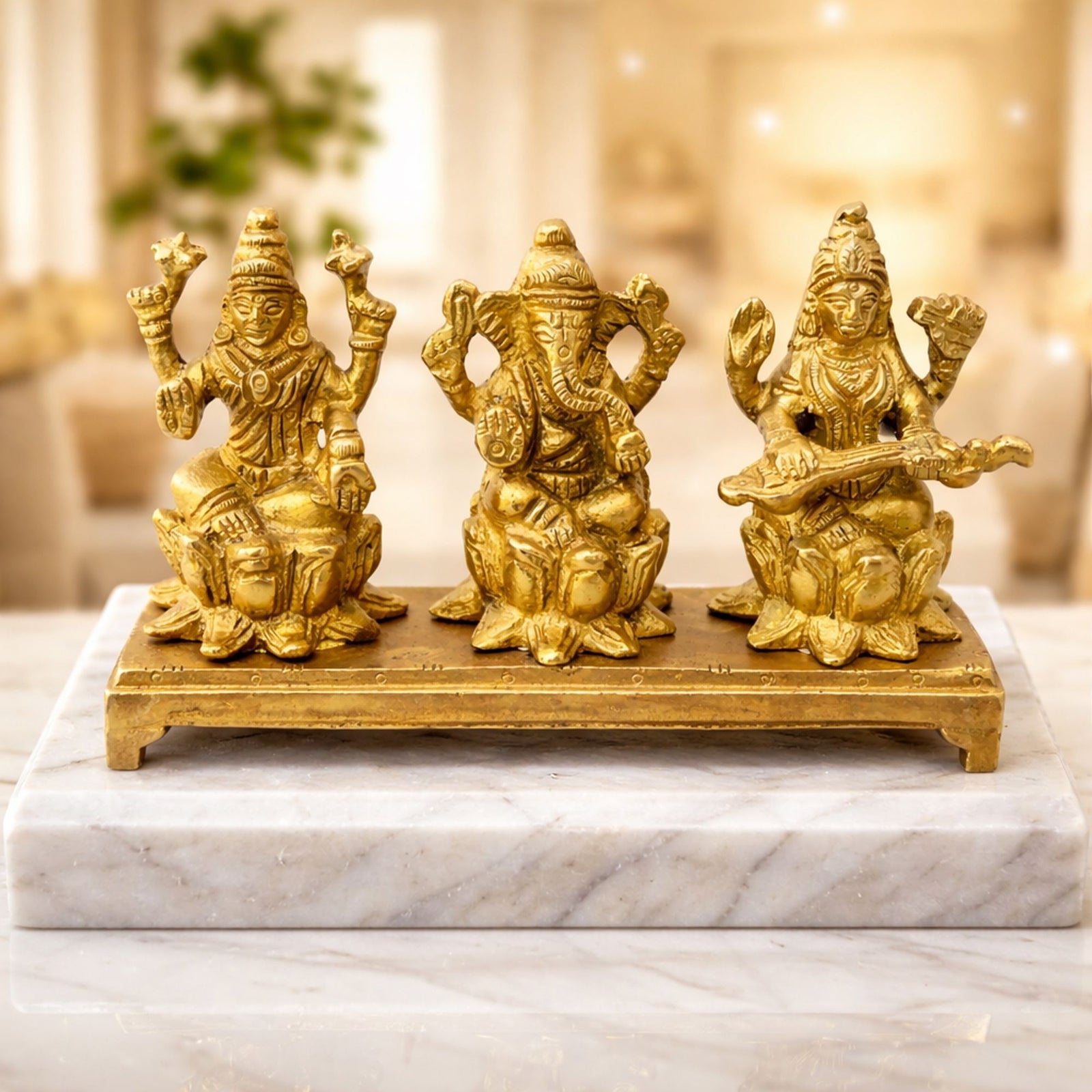 Brass Lakshmi-Ganesh Set — 3.4"