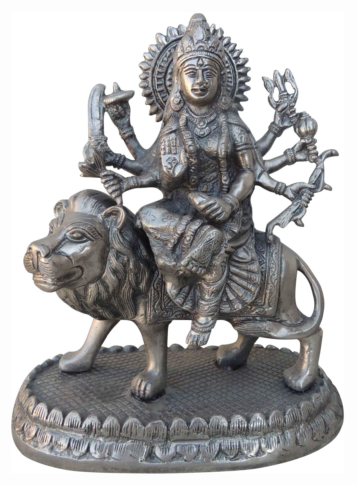 Brass Durga, Sitting — 9.3"