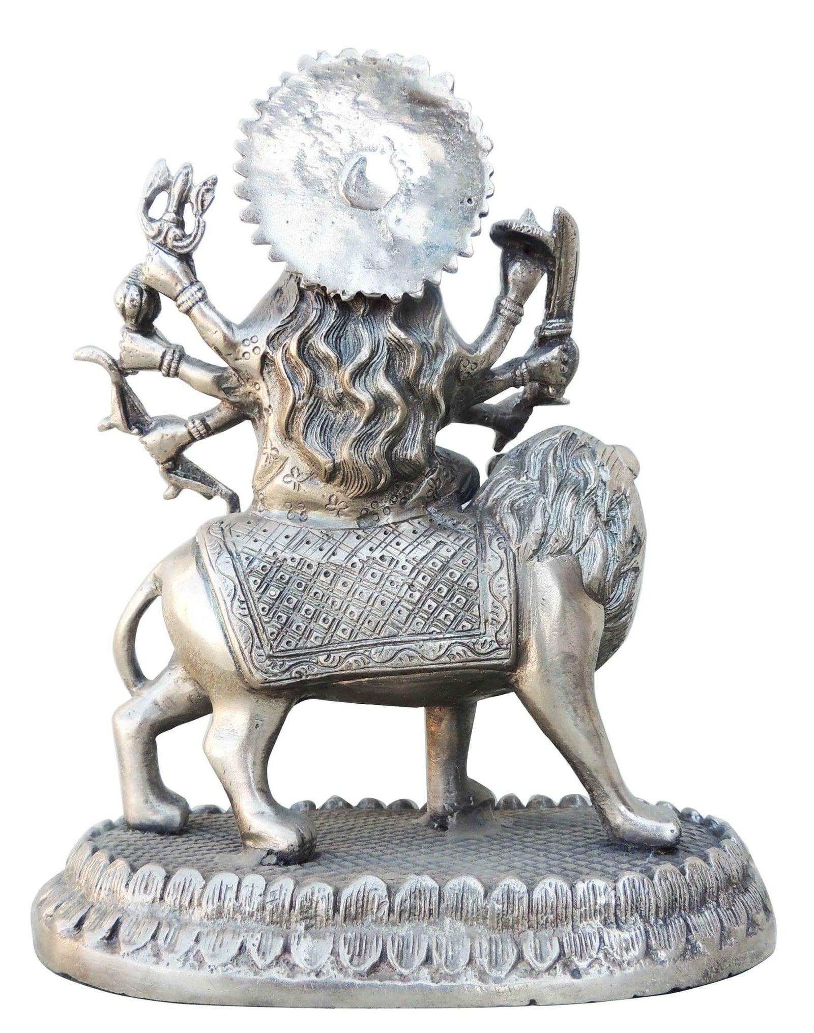 Brass Durga, Sitting — 9.3"