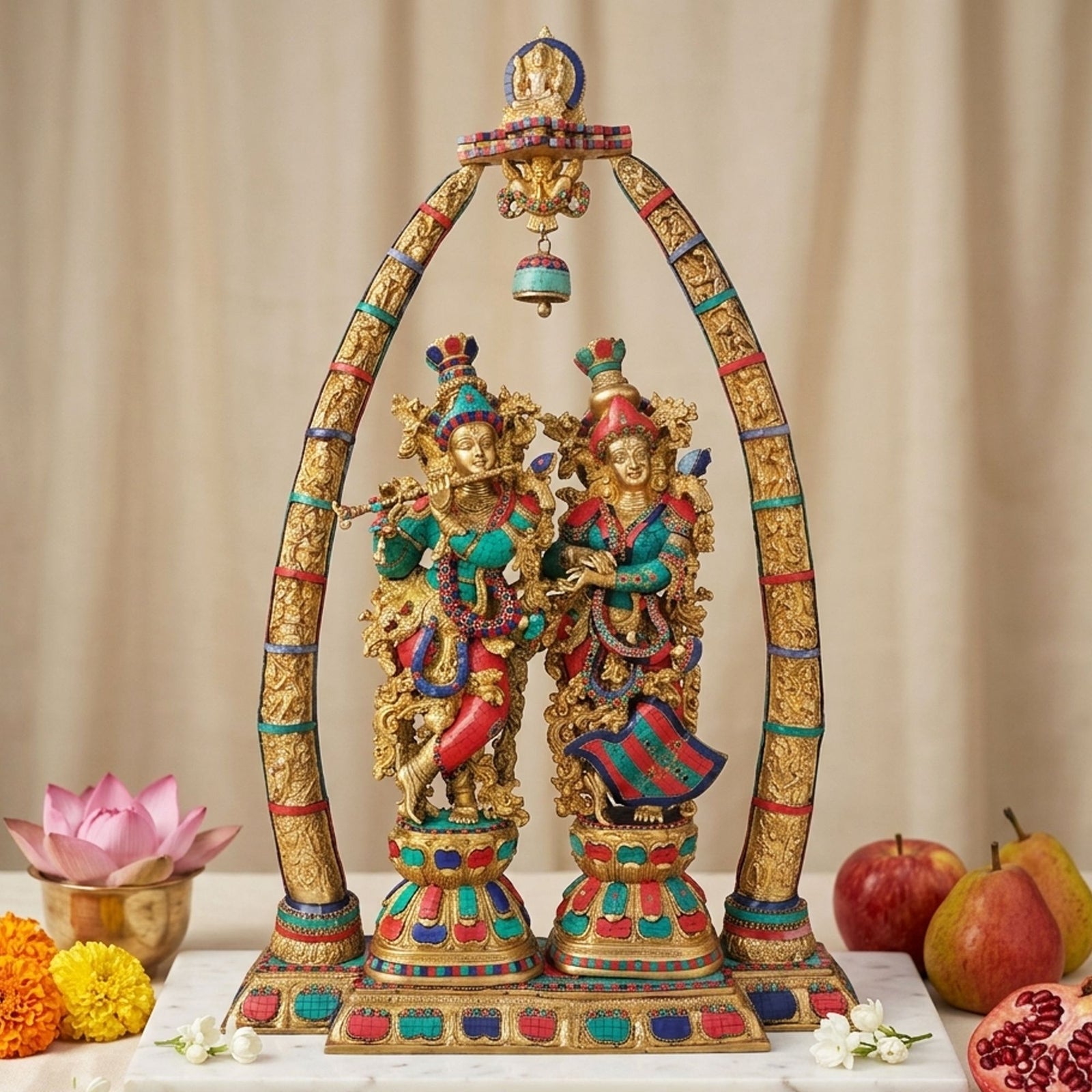 Brass Radha-Krishna