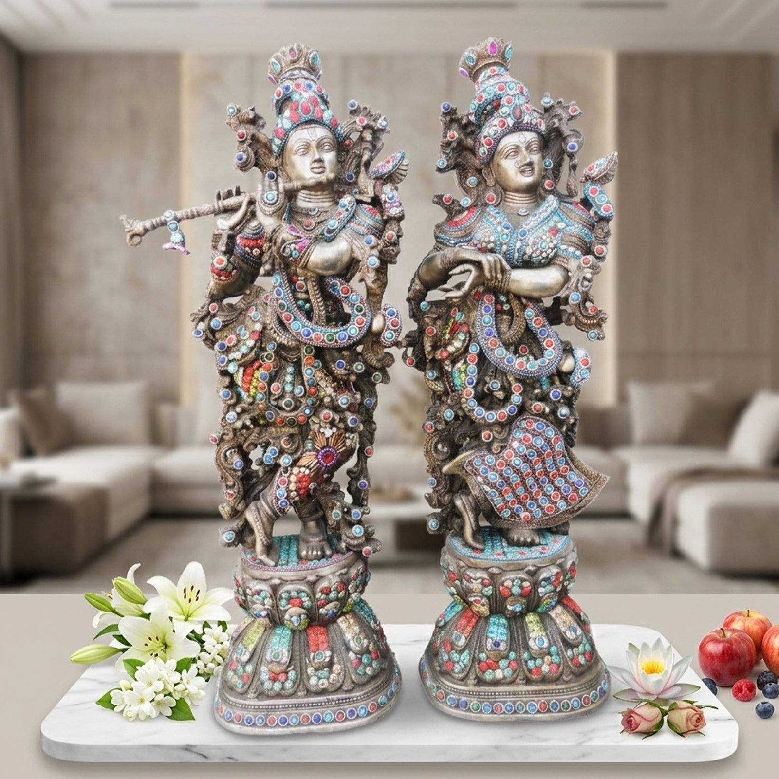 Brass Radha-Krishna