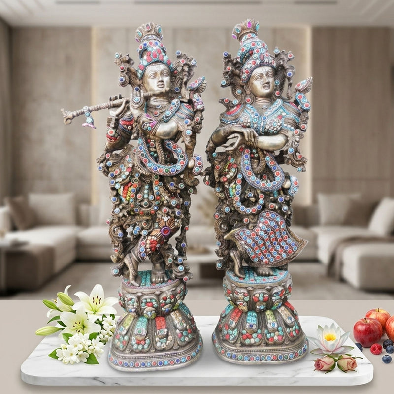 Brass Radha-Krishna