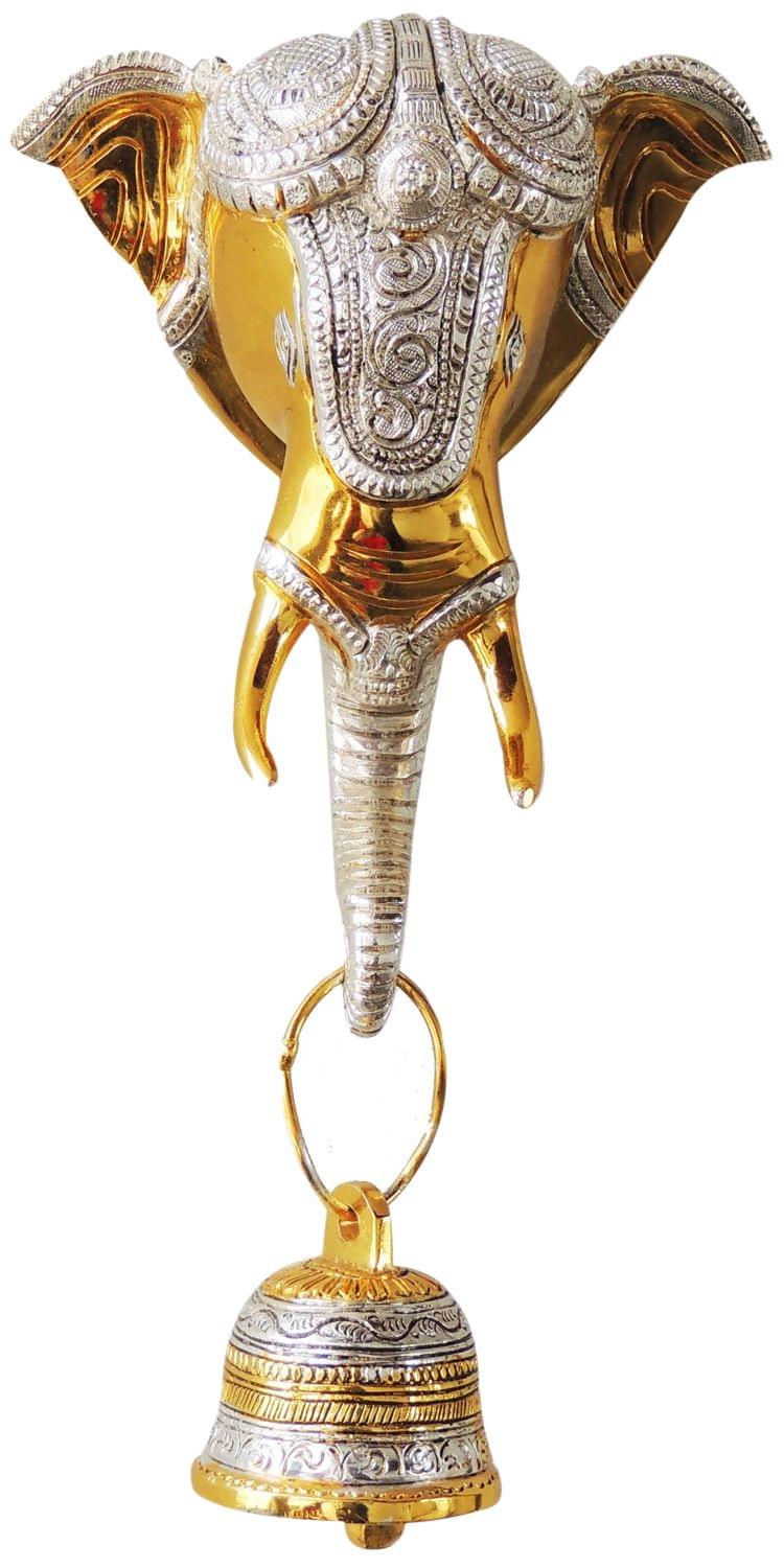 Brass Elephant Face Bell — 10.5"