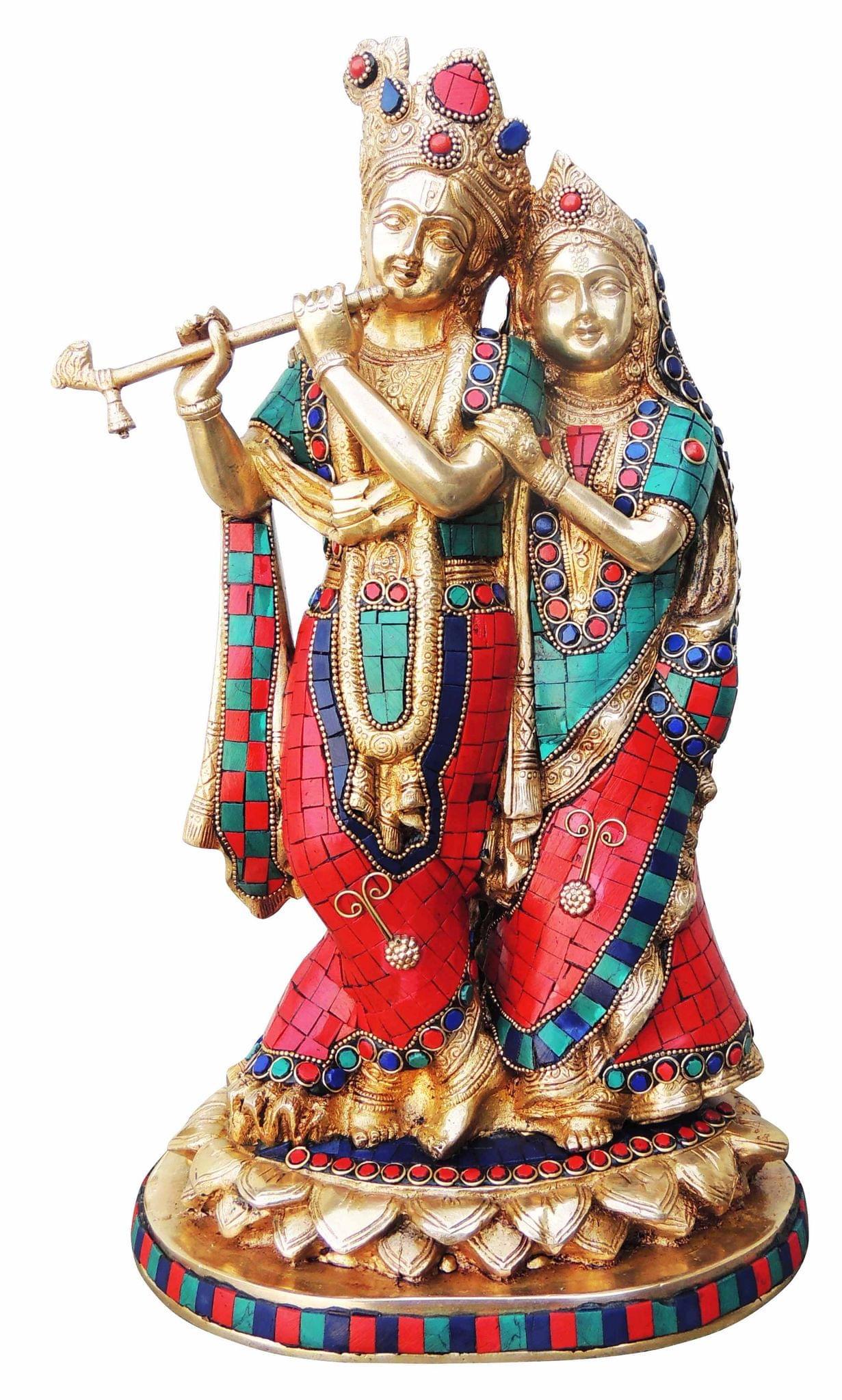Brass Radha-Krishna — 14.5"