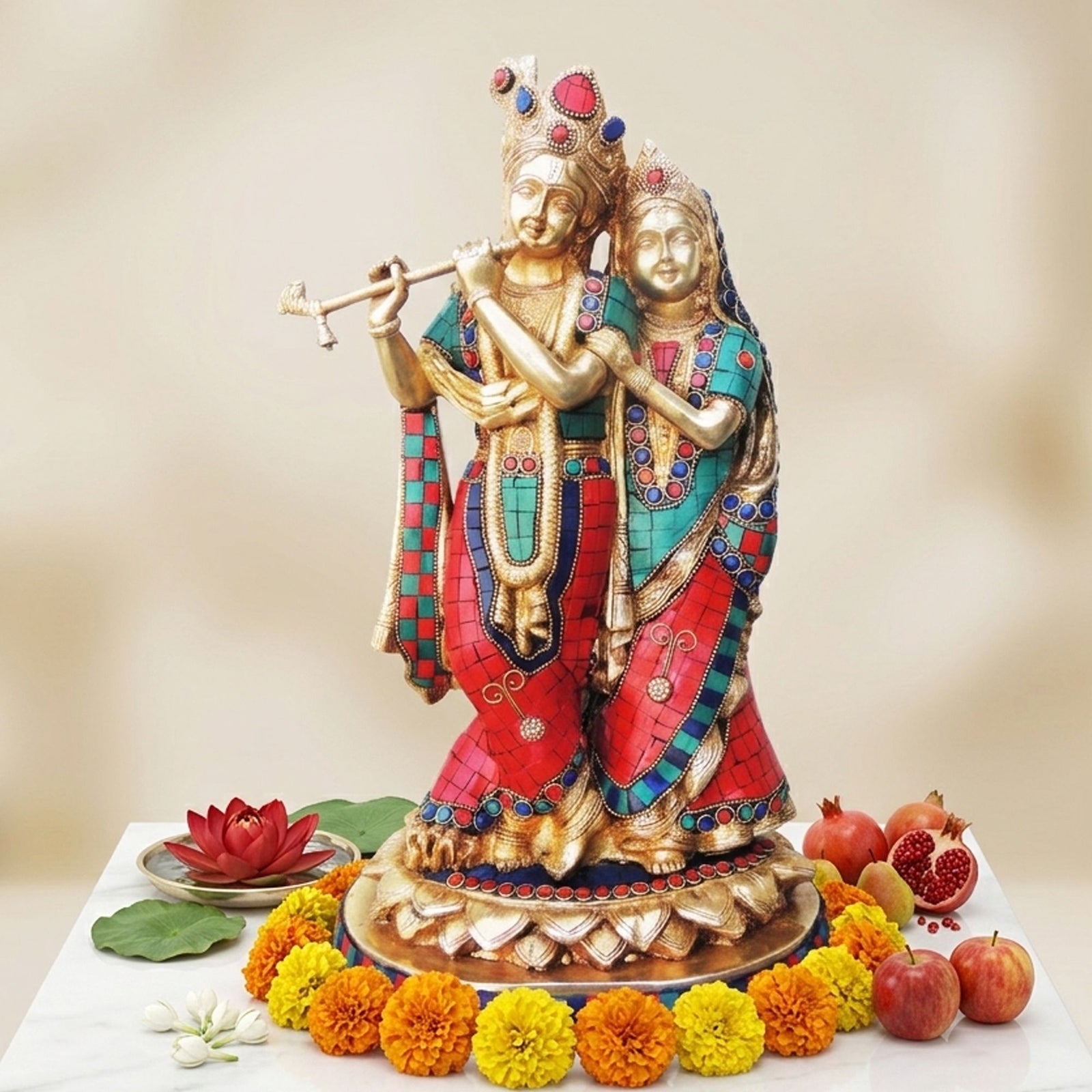 Brass Radha-Krishna — 14.5"