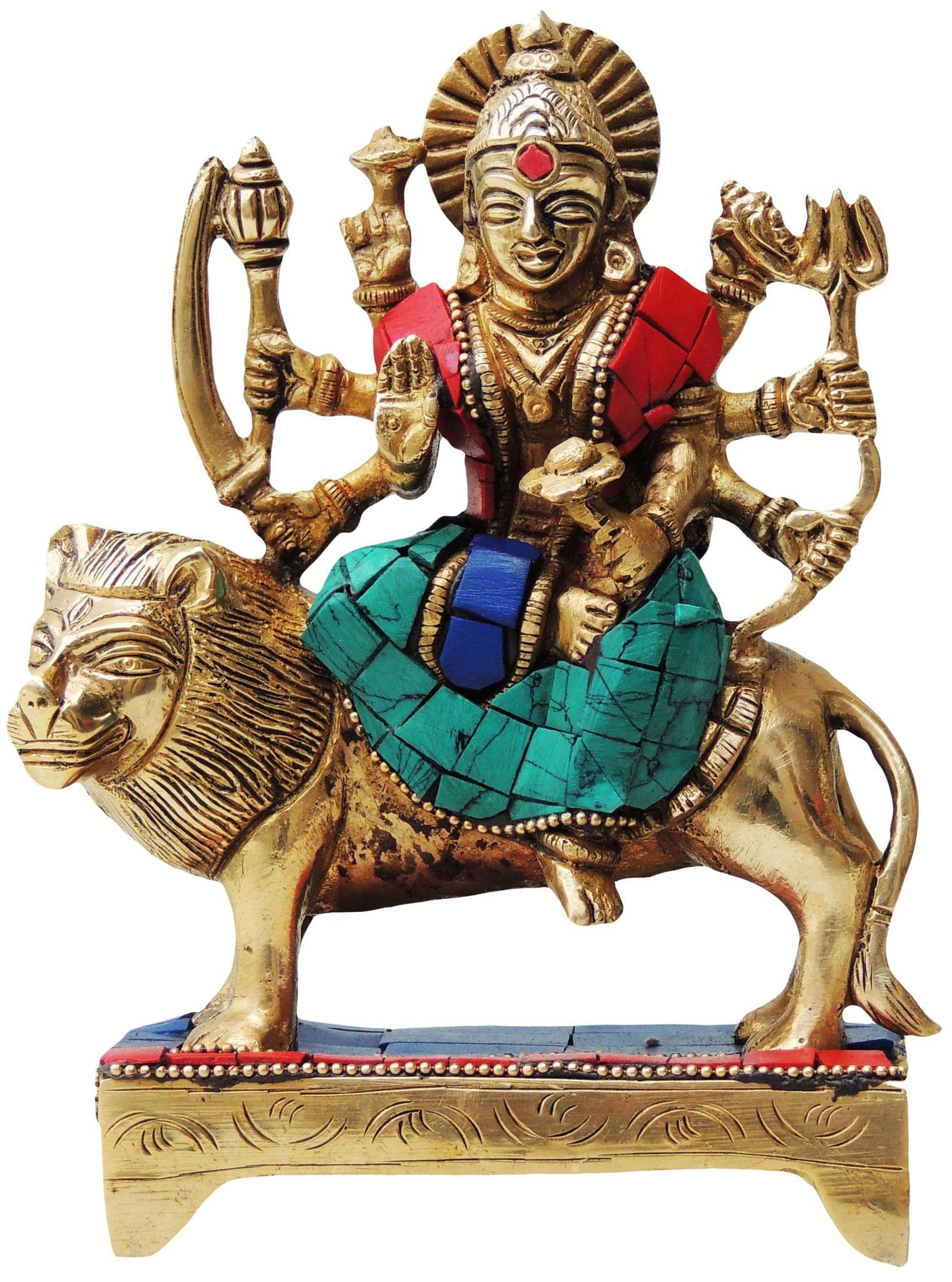 Brass Durga, Sitting — 6.5"
