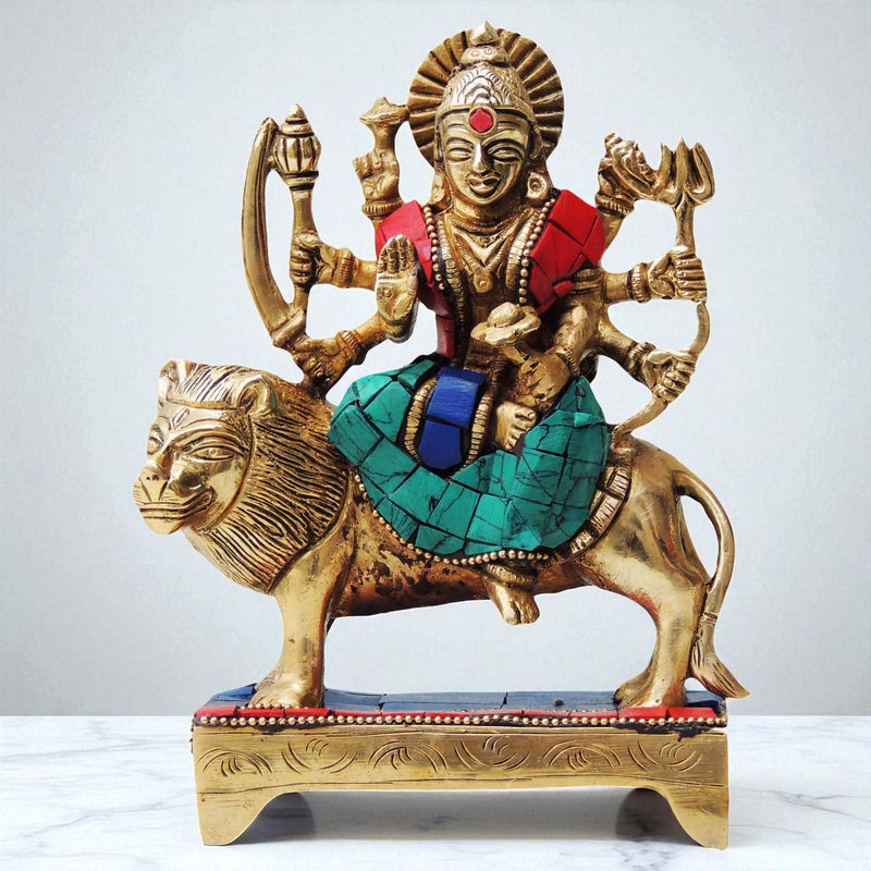 Brass Durga, Sitting — 6.5"