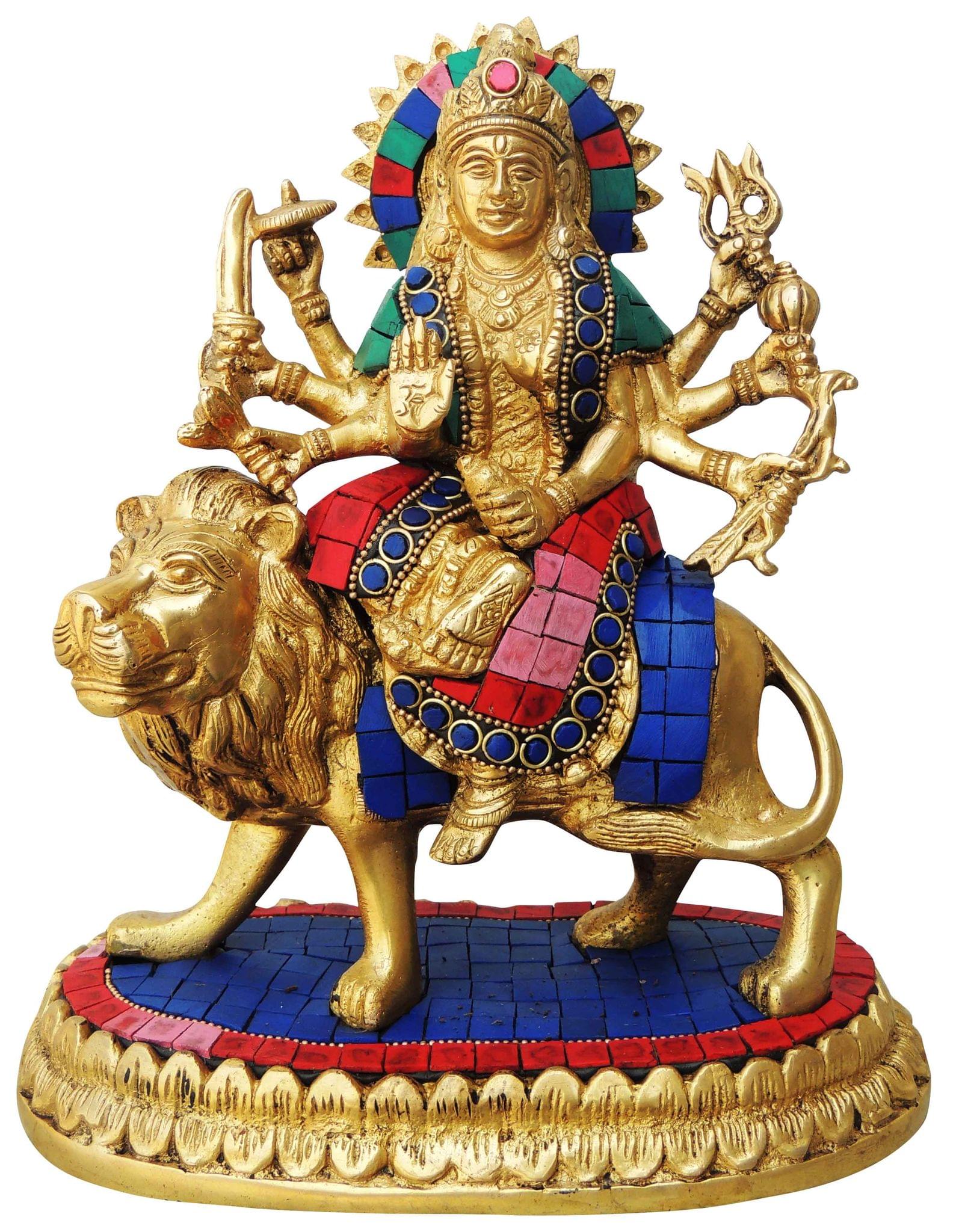 Brass Durga, Sitting — 9"
