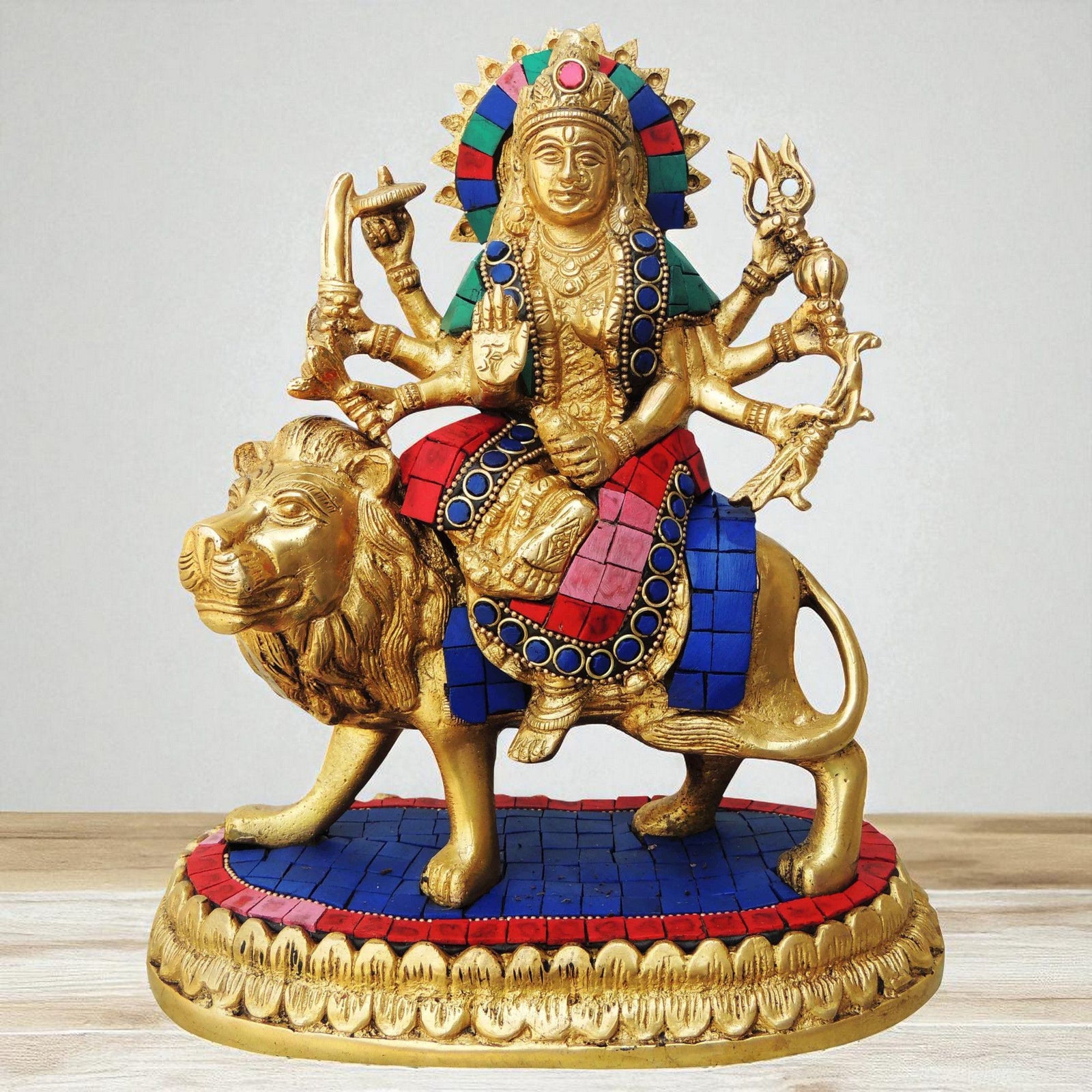 Brass Durga, Sitting — 9"