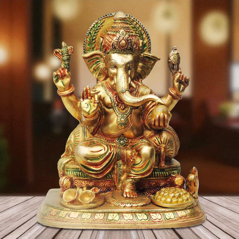Brass Ganesh — 12.8"