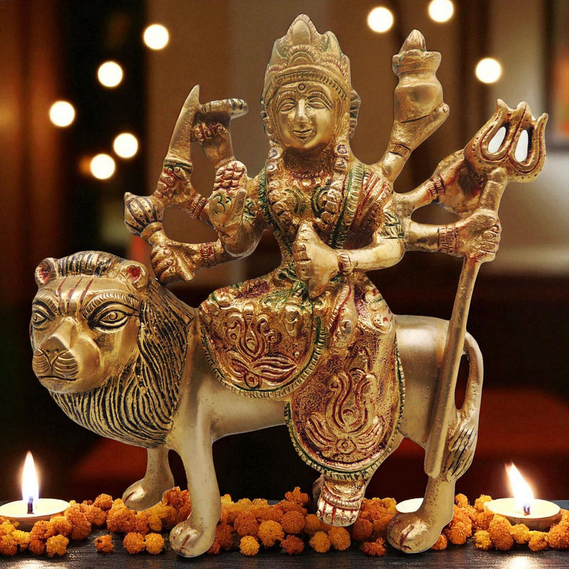 Brass Durga, Sitting — 6"