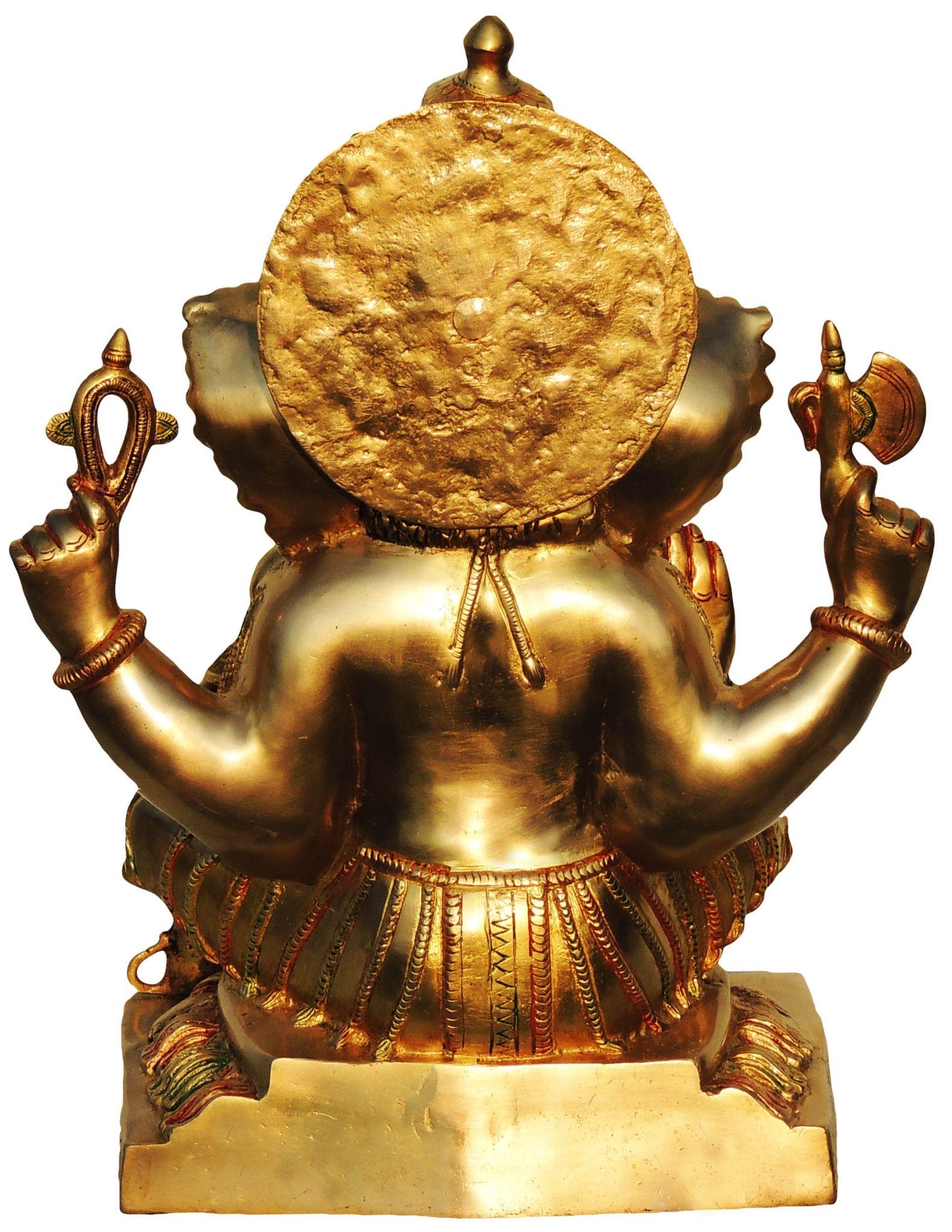 Brass Ganesh, with Base — 18"