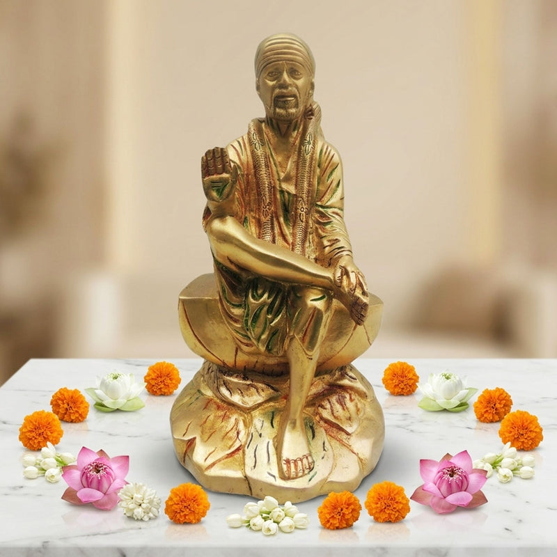 Brass Sai Baba — 8.5"