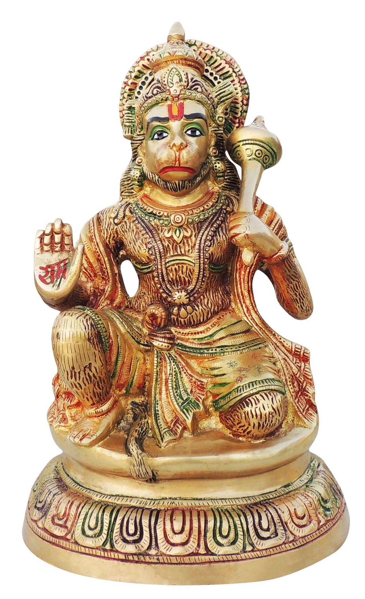 Brass Hanuman, Sitting — 15.5"