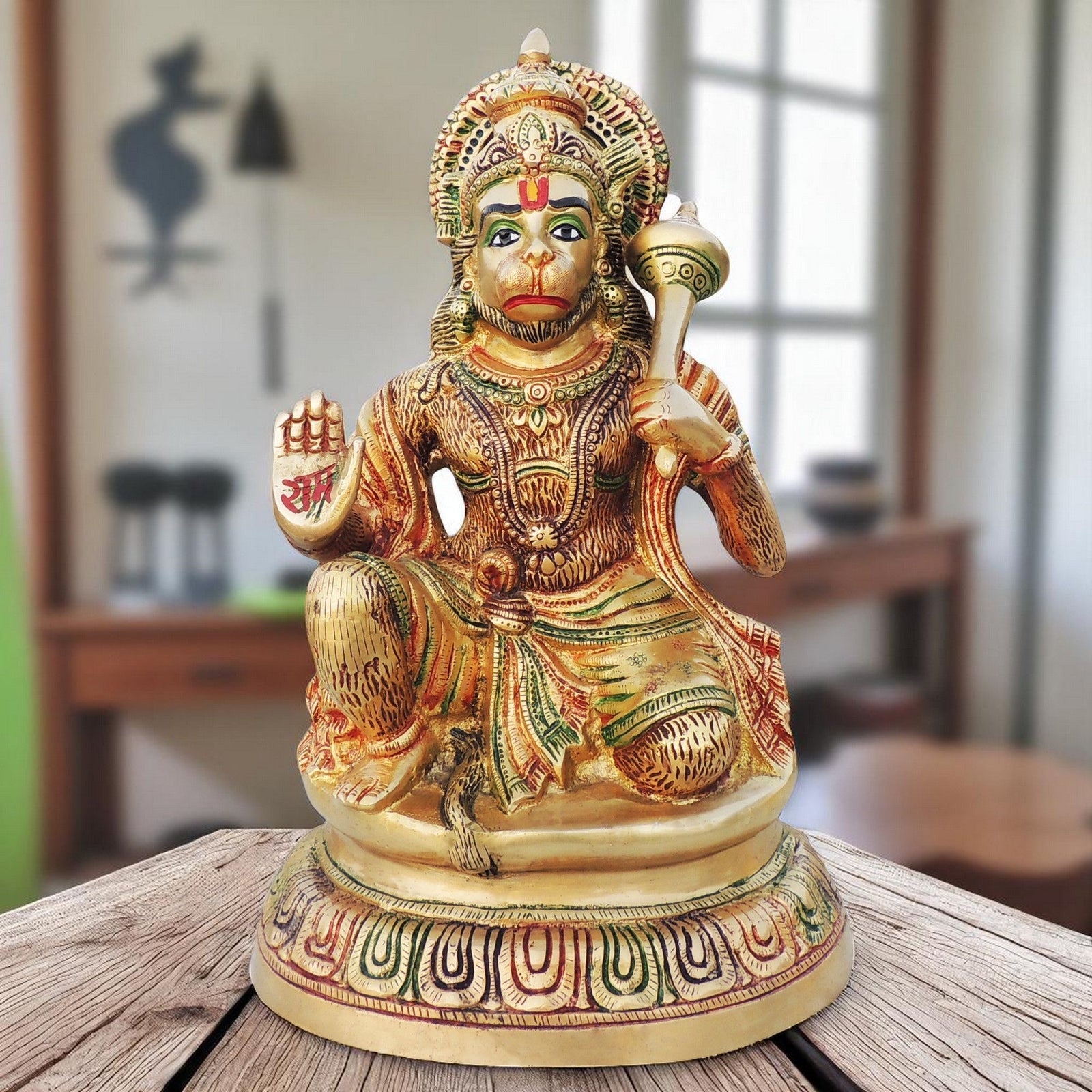 Brass Hanuman, Sitting — 15.5"