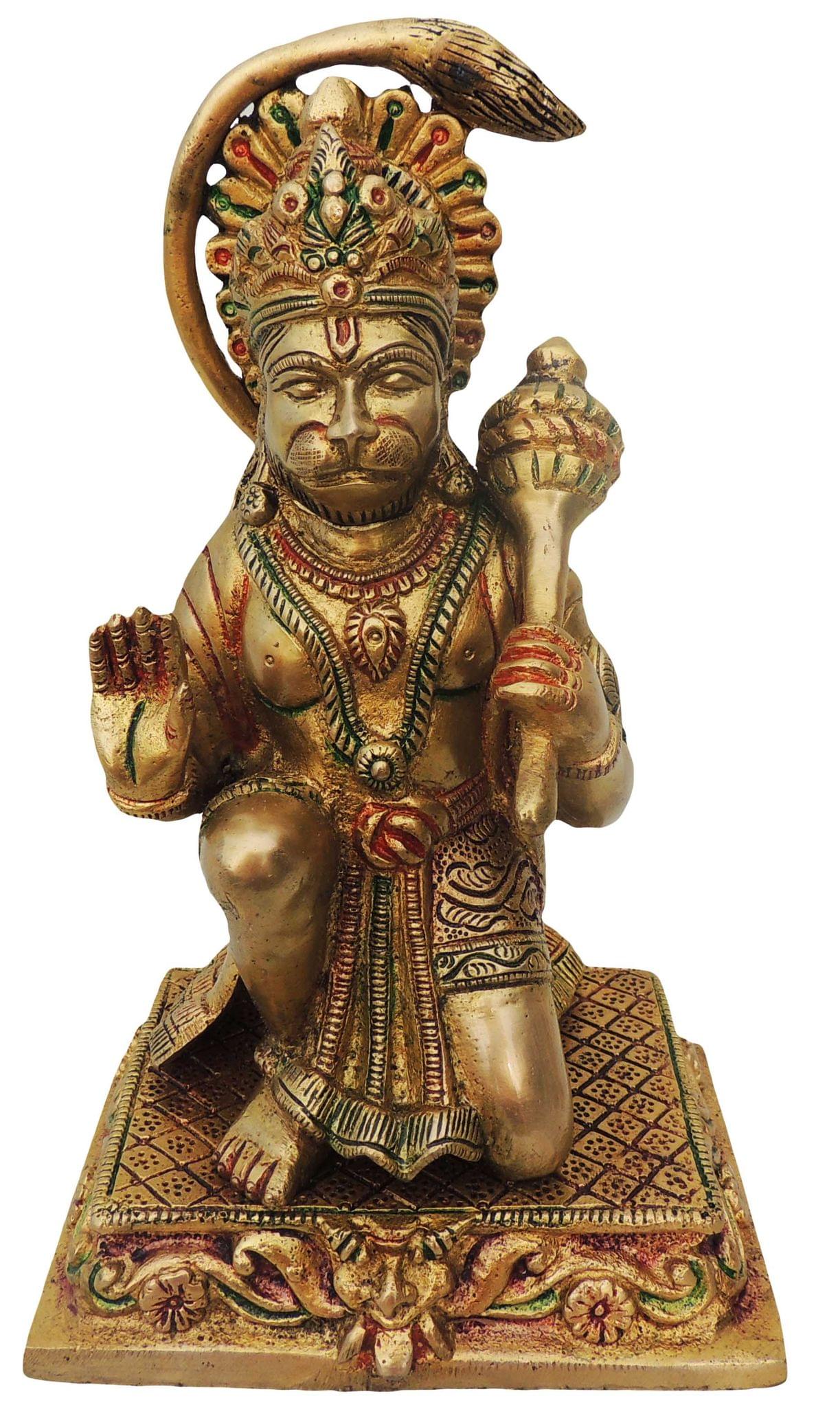 Brass Hanuman, Sitting — 9"