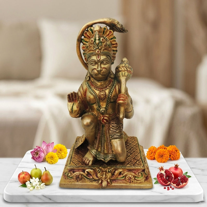 Brass Hanuman, Sitting — 9"
