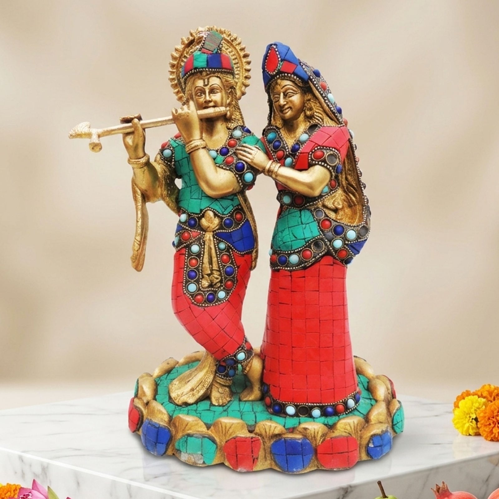 Brass Radha-Krishna — 11"