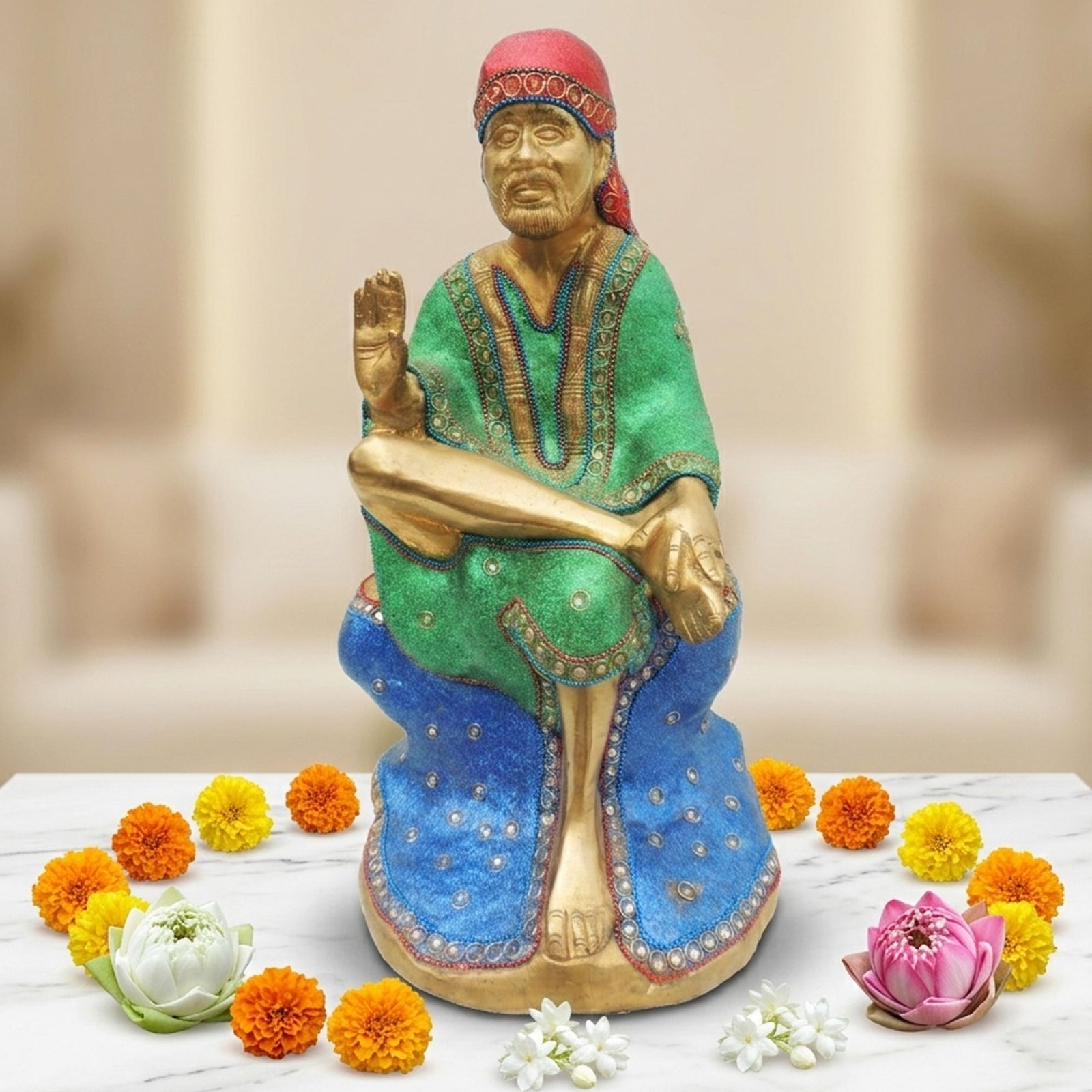 Brass Sai Baba — 14"