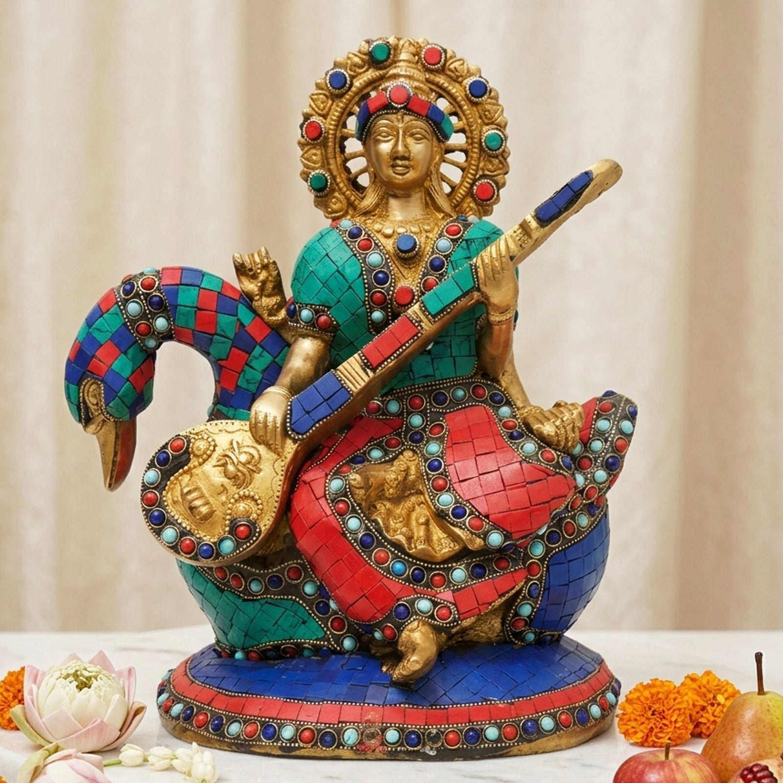 Brass Sharaswati — 12"