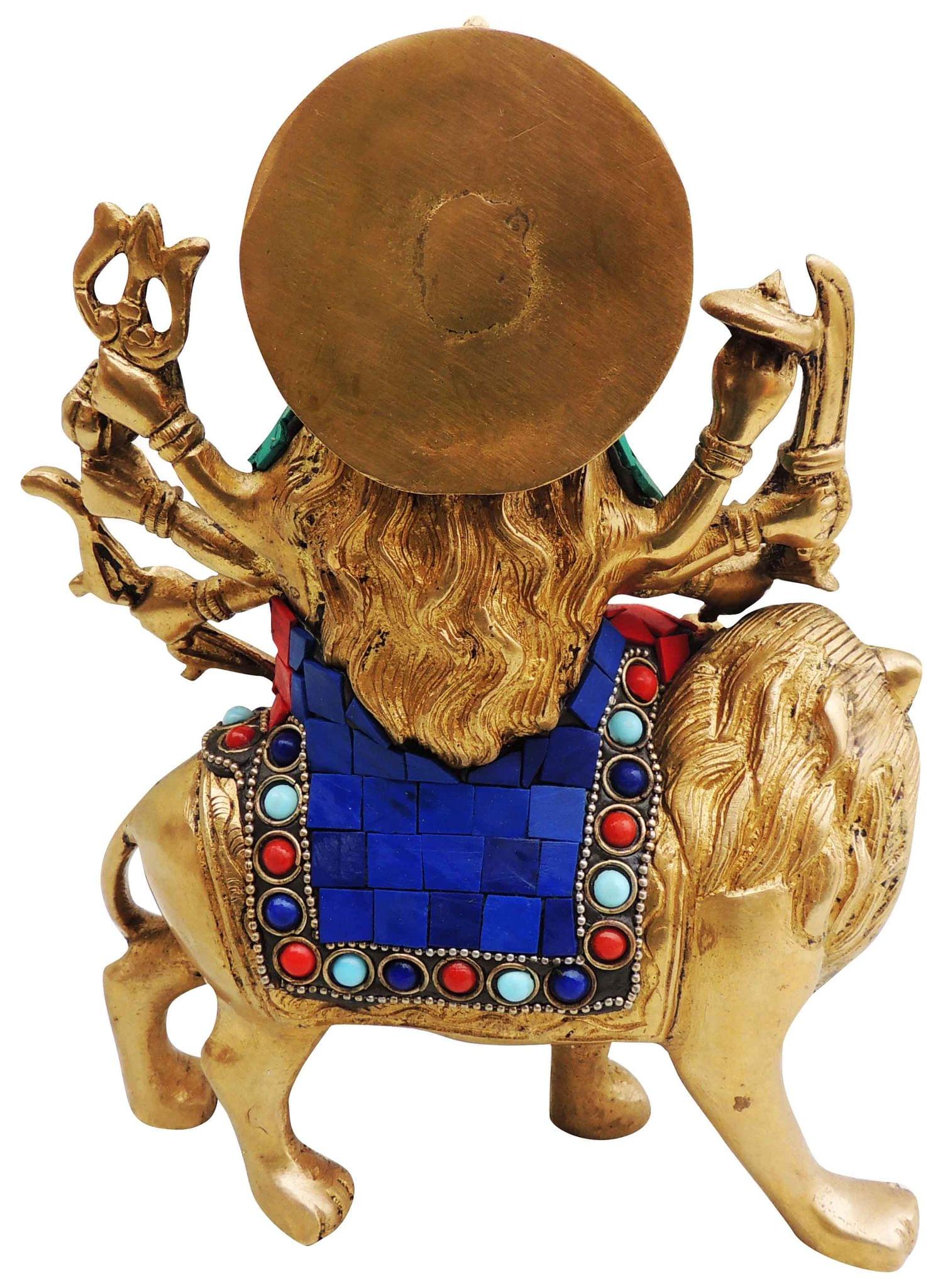 Brass Durga, Sitting — 8"
