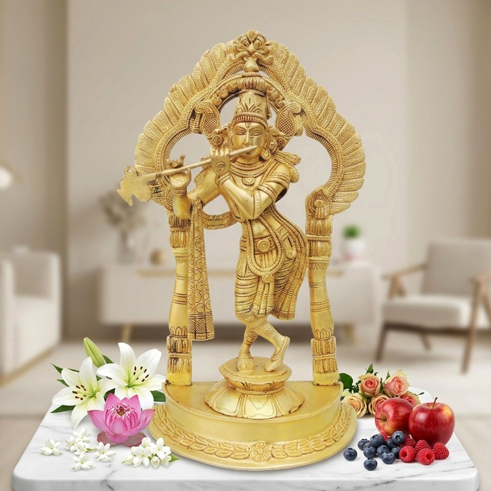 Brass Krishna, Standing