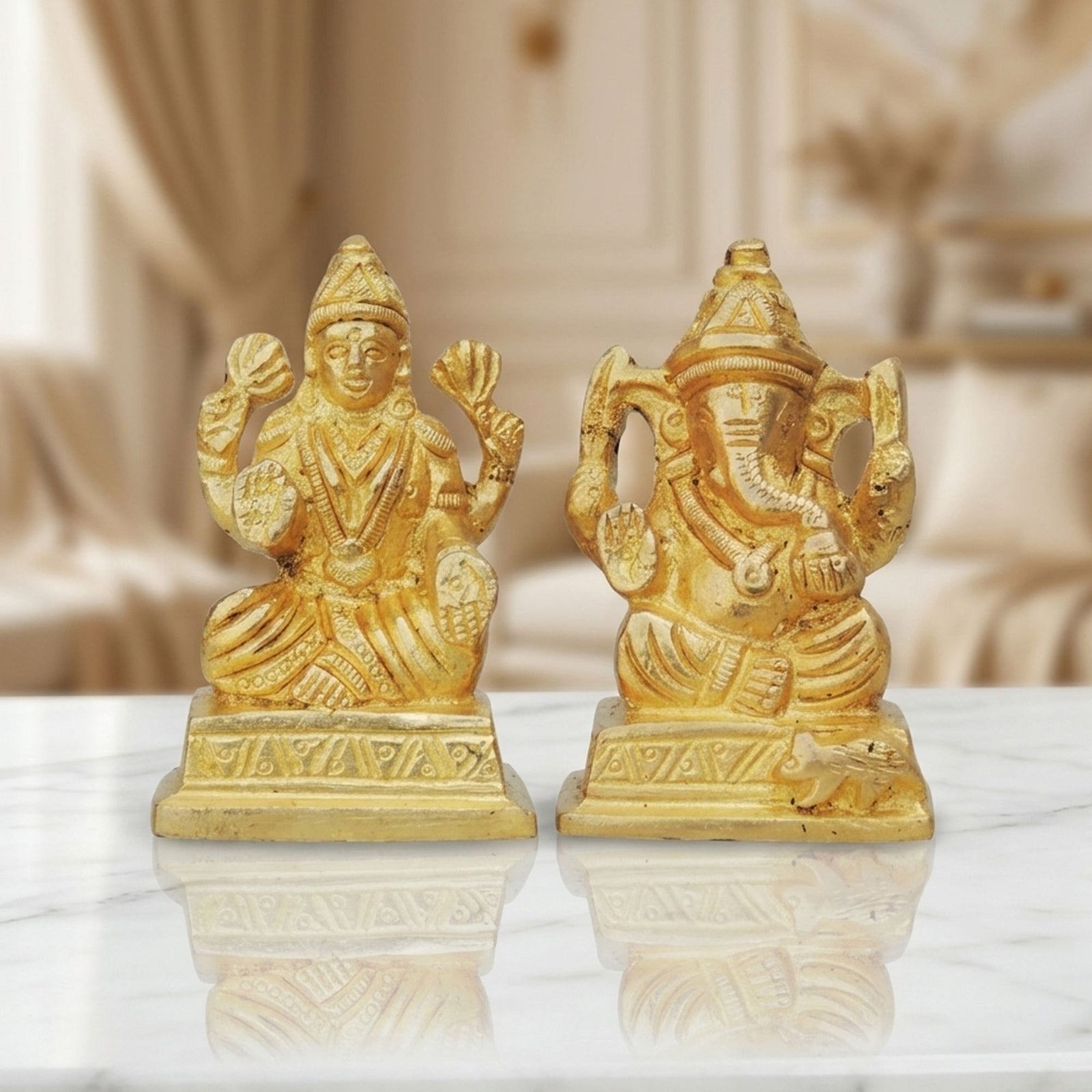 Brass Lakshmi-Ganesh Set — 2.7"