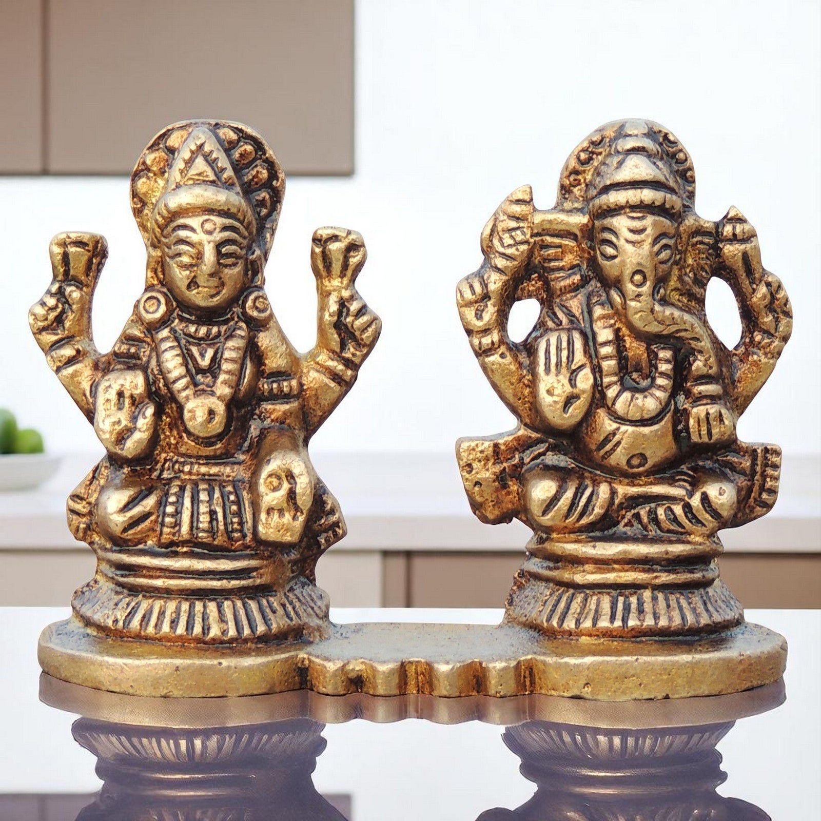 Brass Lakshmi-Ganesh Set — 2"