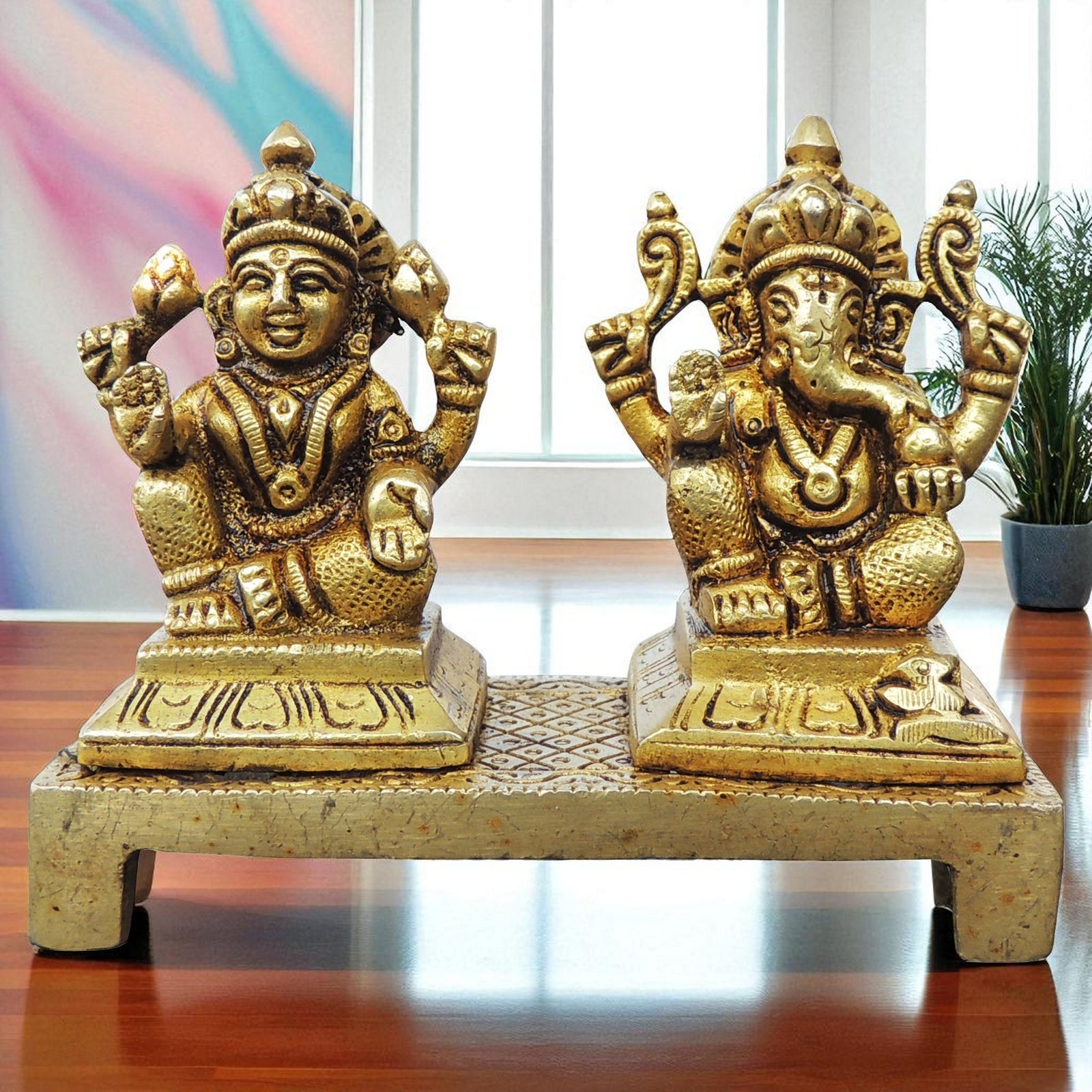 Brass Lakshmi-Ganesh Set — 3.5"