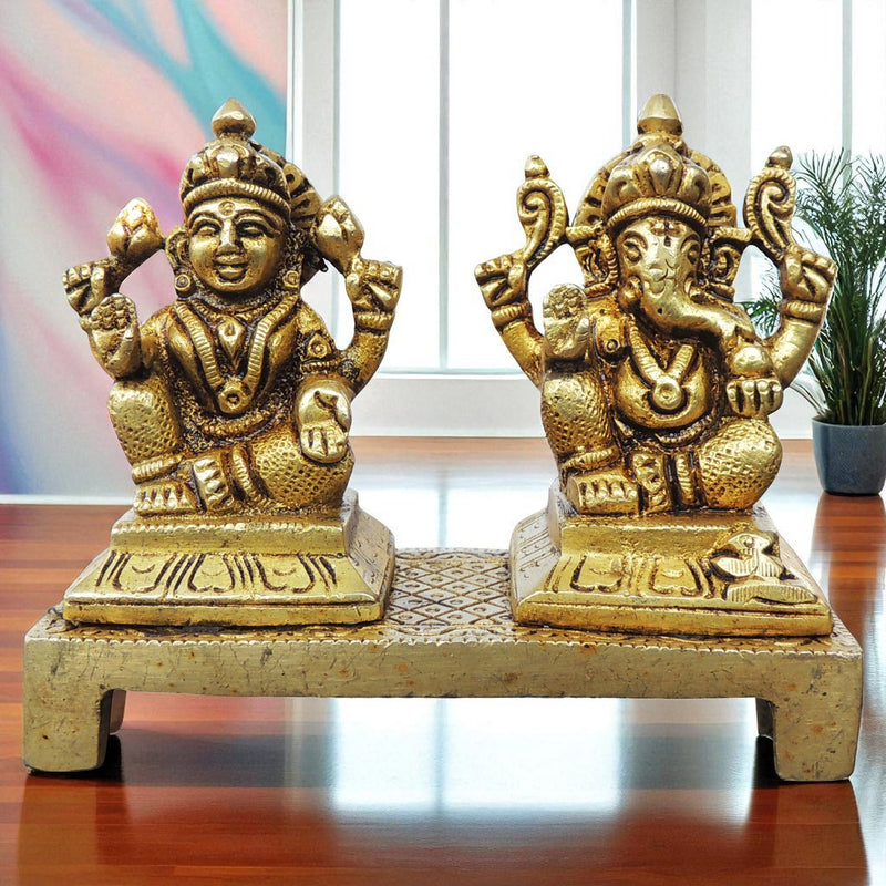 Brass Lakshmi-Ganesh Set — 3.5"